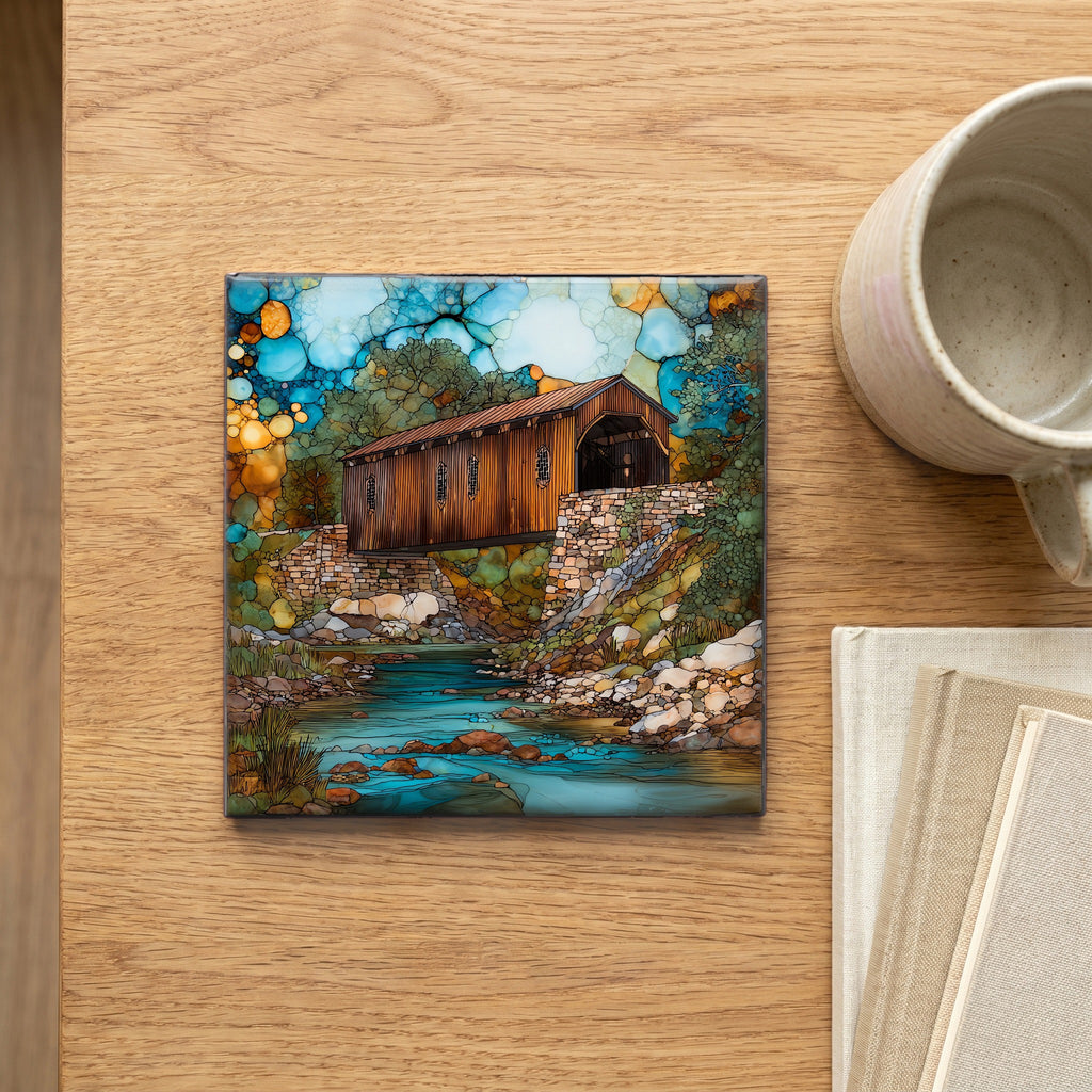 the Brown covered bridge over the — scale