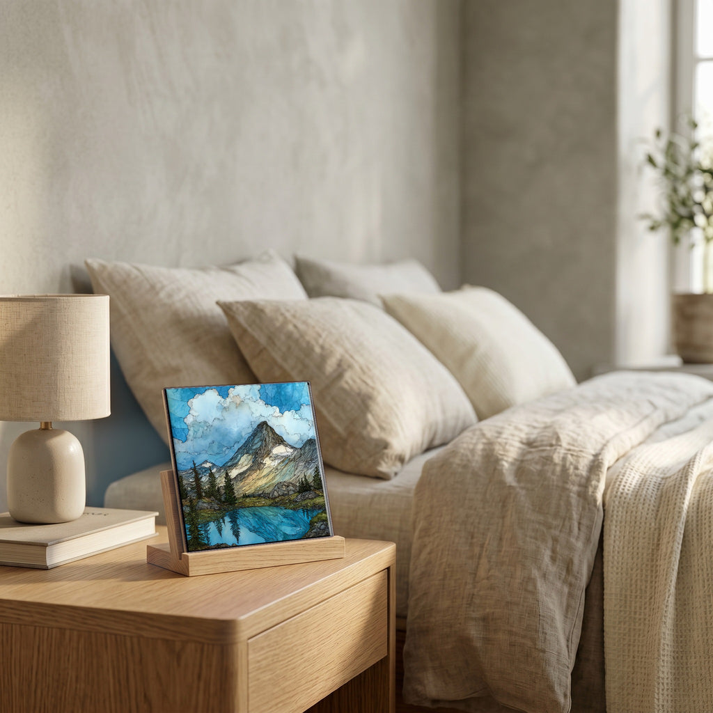 On the nightstand, catching the morning.