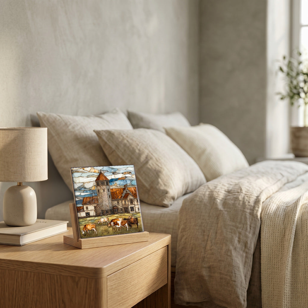 On the nightstand, catching the morning.