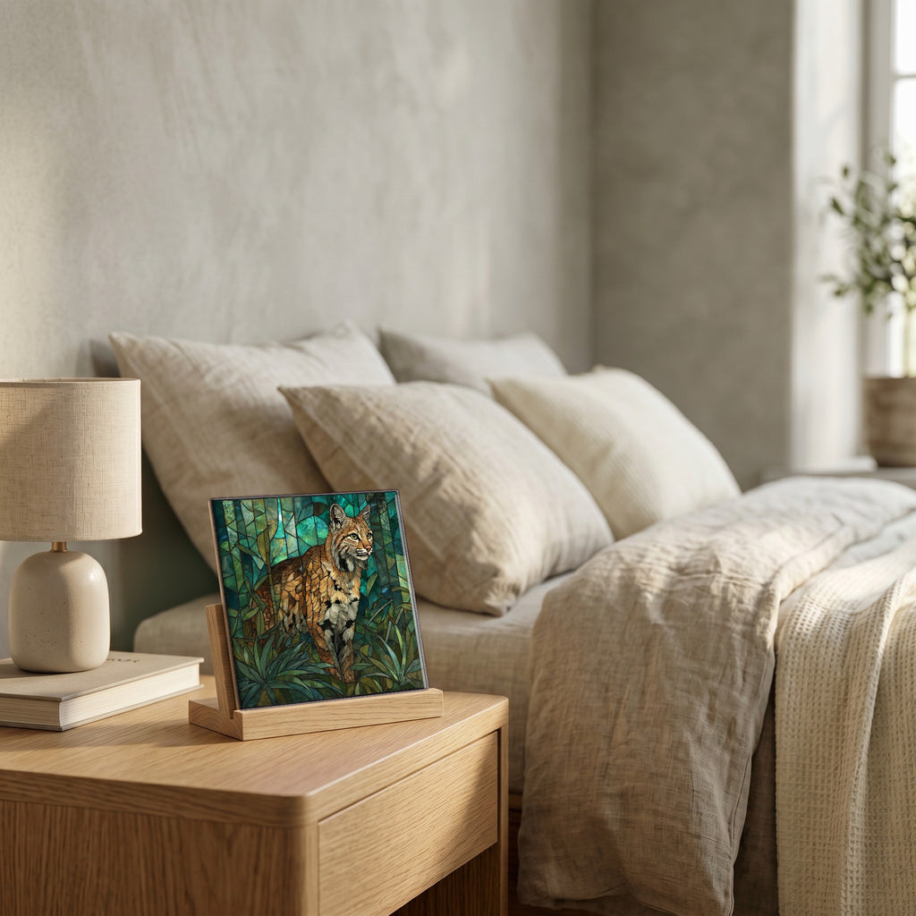 On the nightstand, catching the morning.