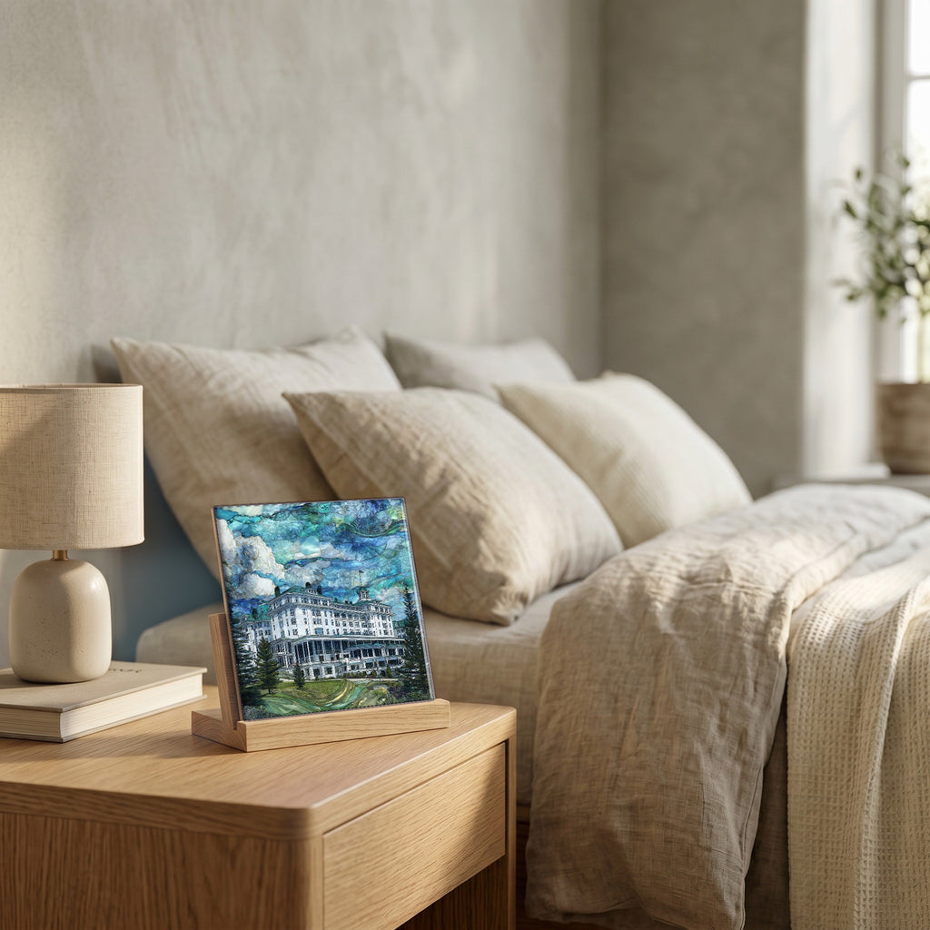 On the nightstand, catching the morning.
