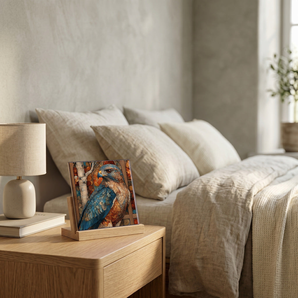 On the nightstand, catching the morning.