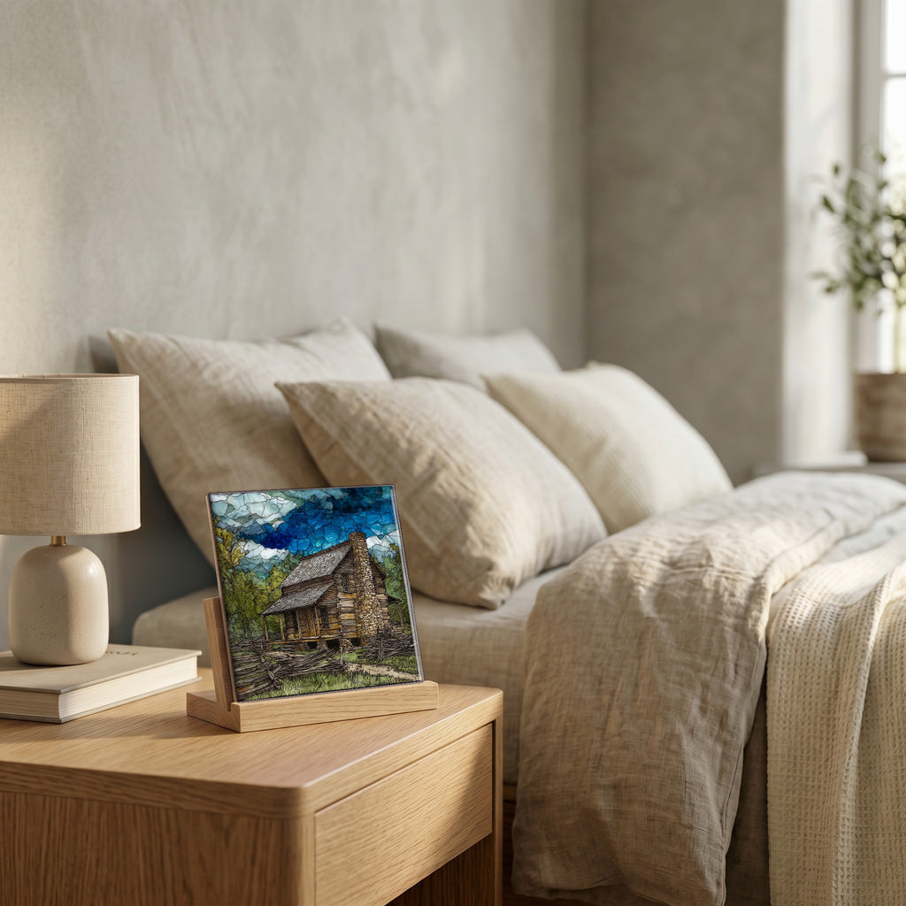 On the nightstand, catching the morning.