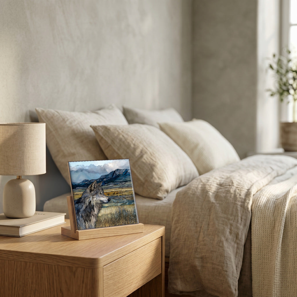 On the nightstand, catching the morning.