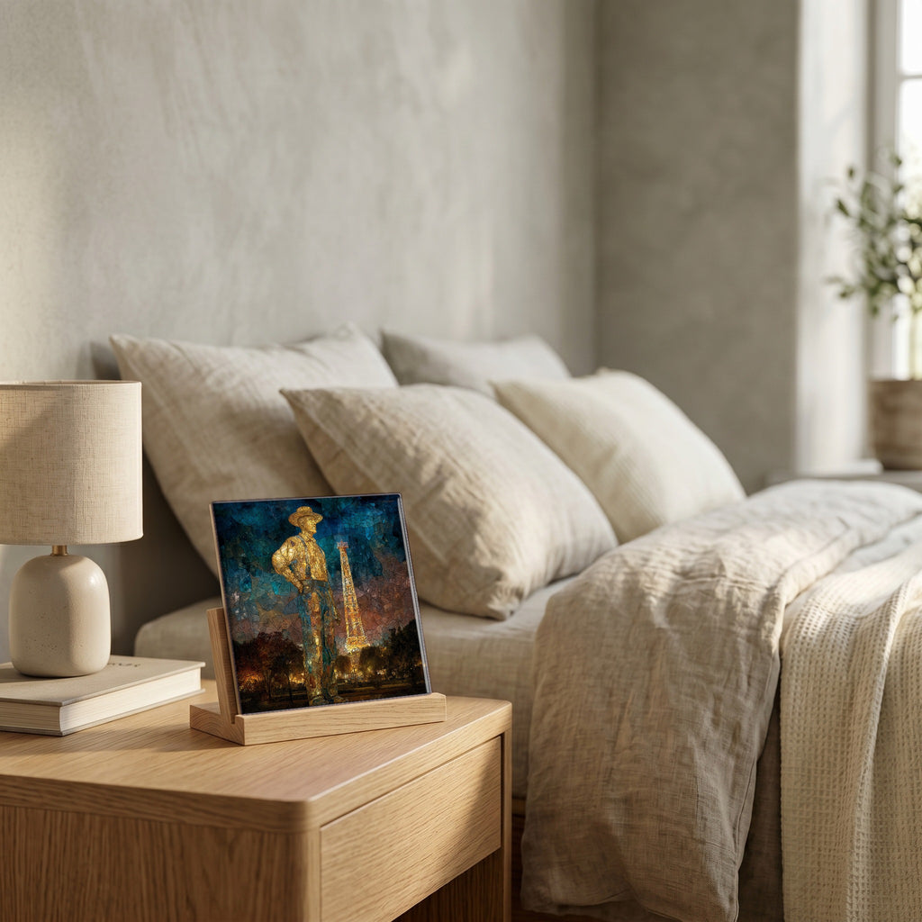On the nightstand, catching the morning.