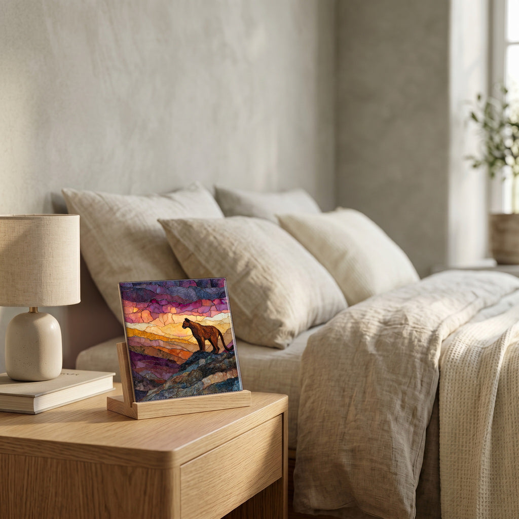 On the nightstand, catching the morning.