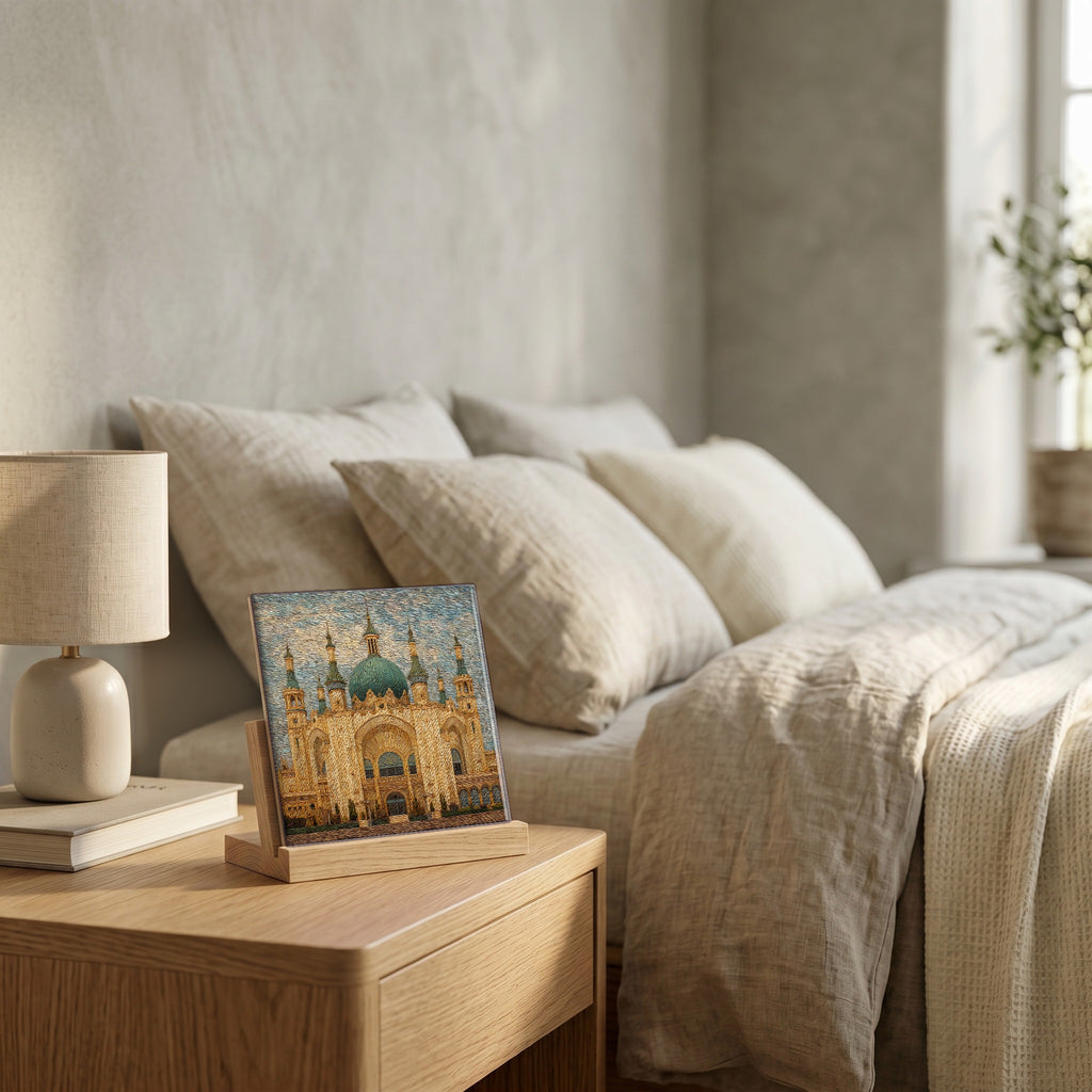 On the nightstand, catching the morning.