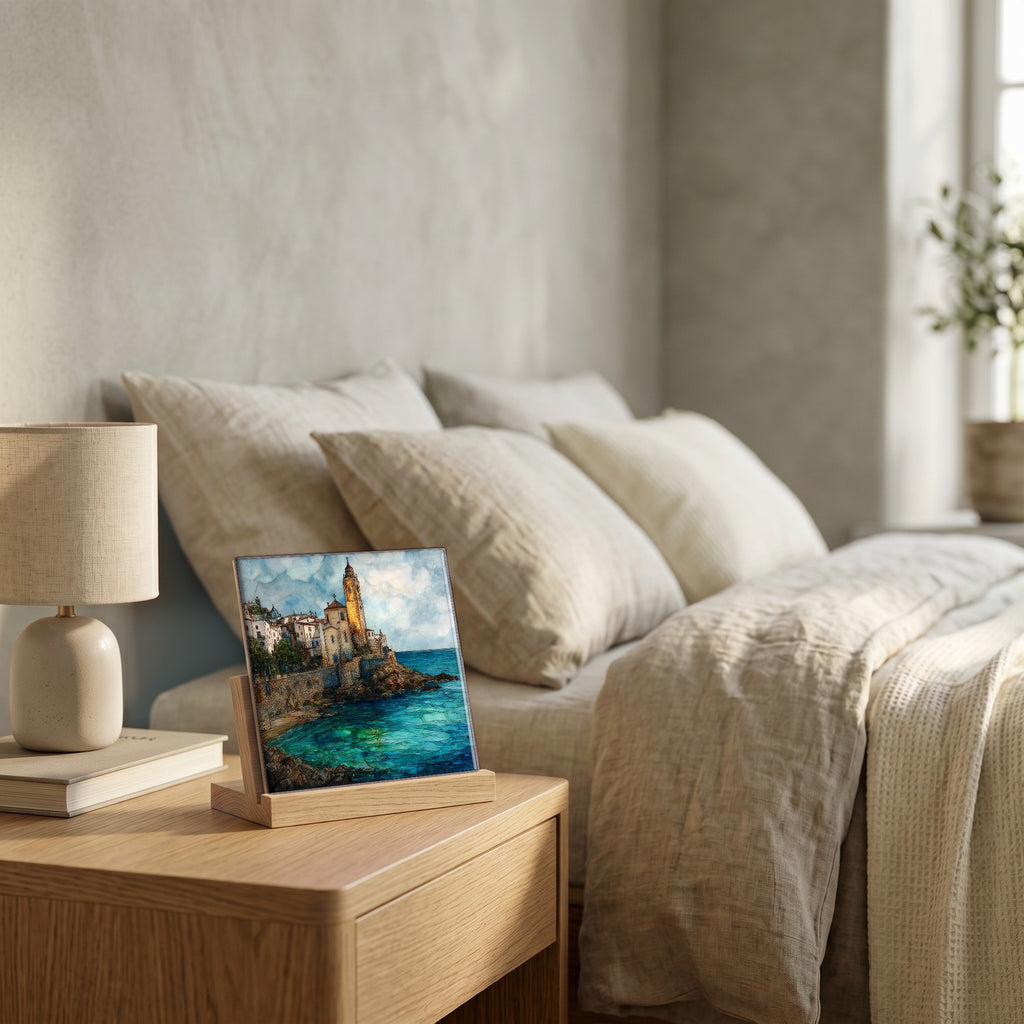 On the nightstand, catching the morning.