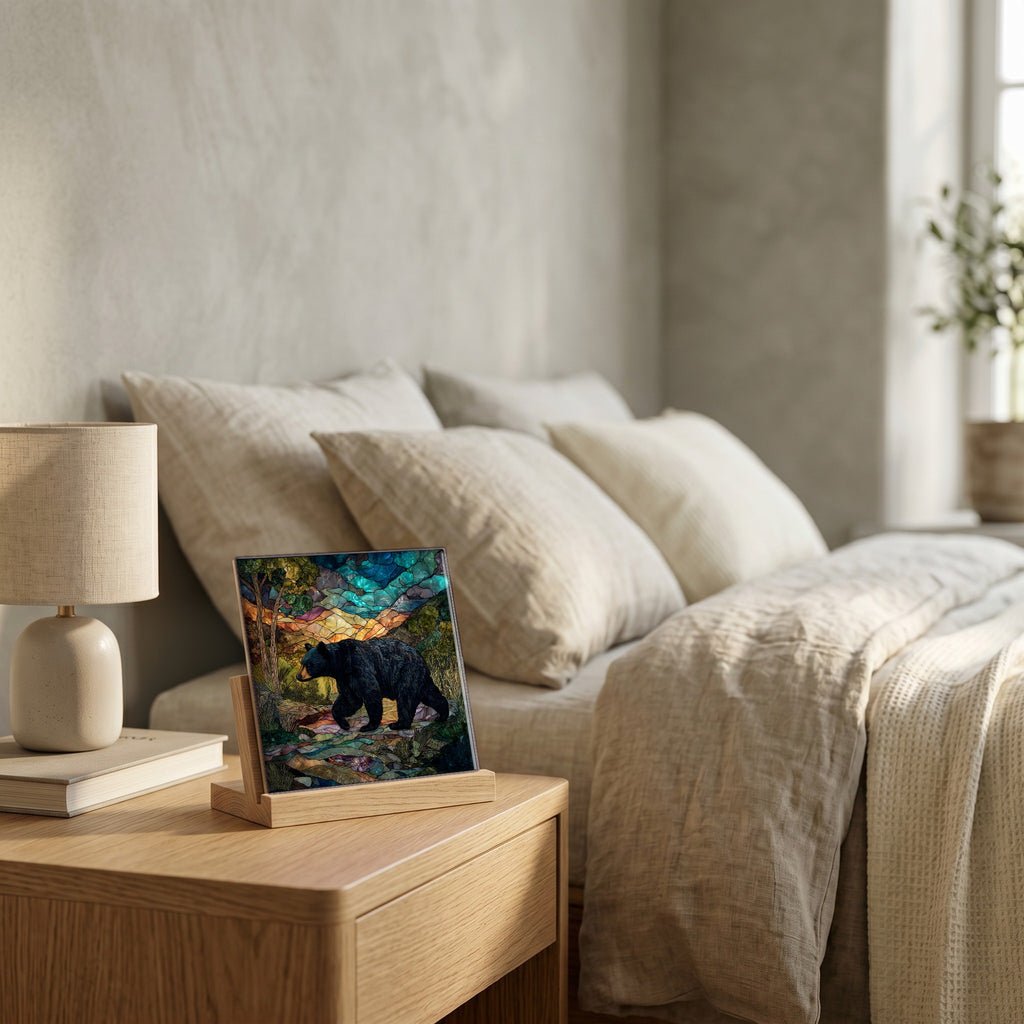 On the nightstand, catching the morning.
