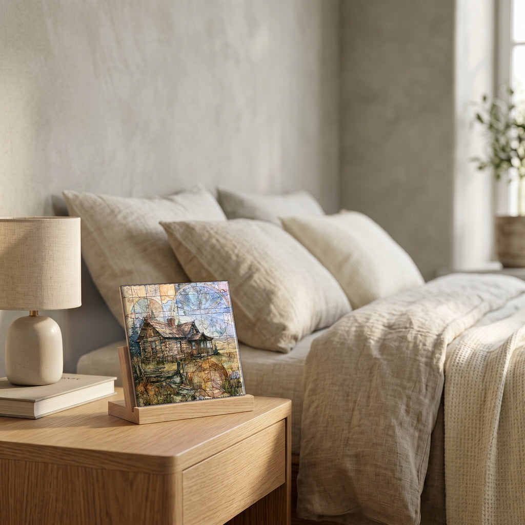 On the nightstand, catching the morning.