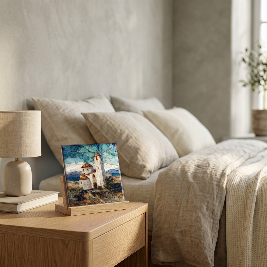 On the nightstand, catching the morning.