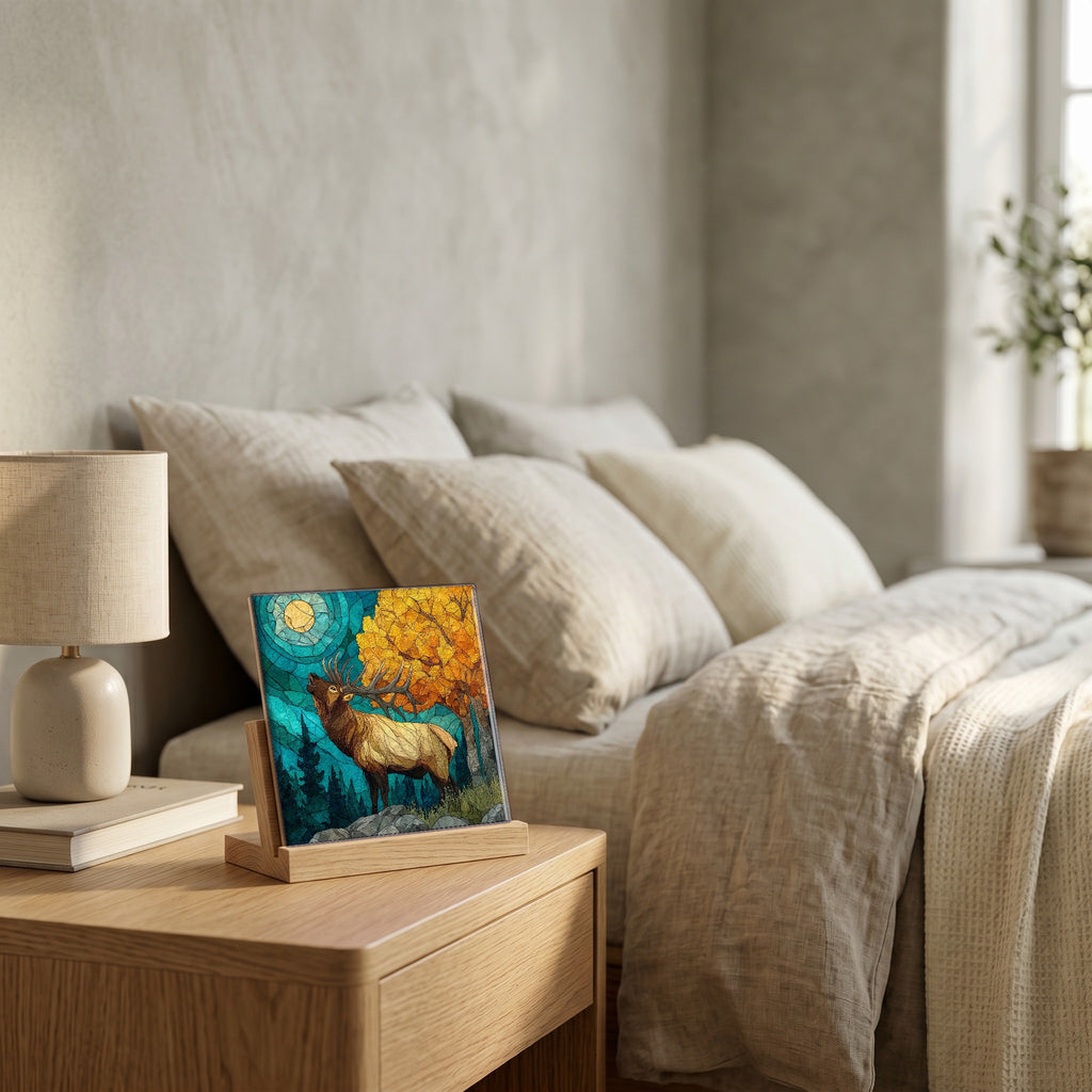 On the nightstand, catching the morning.