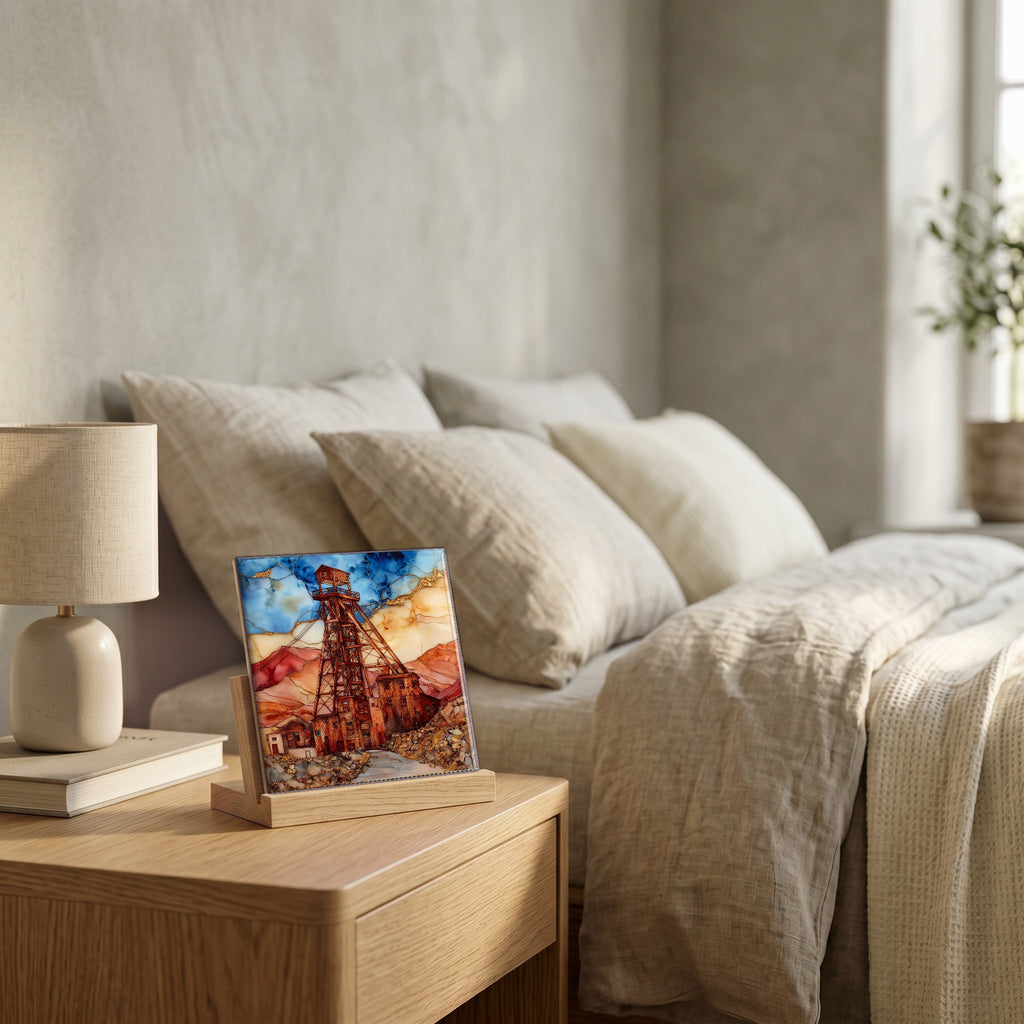 On the nightstand, catching the morning.