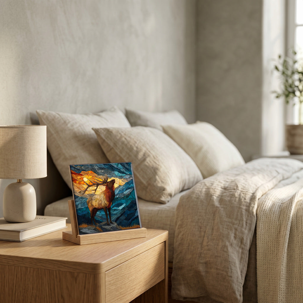 On the nightstand, catching the morning.
