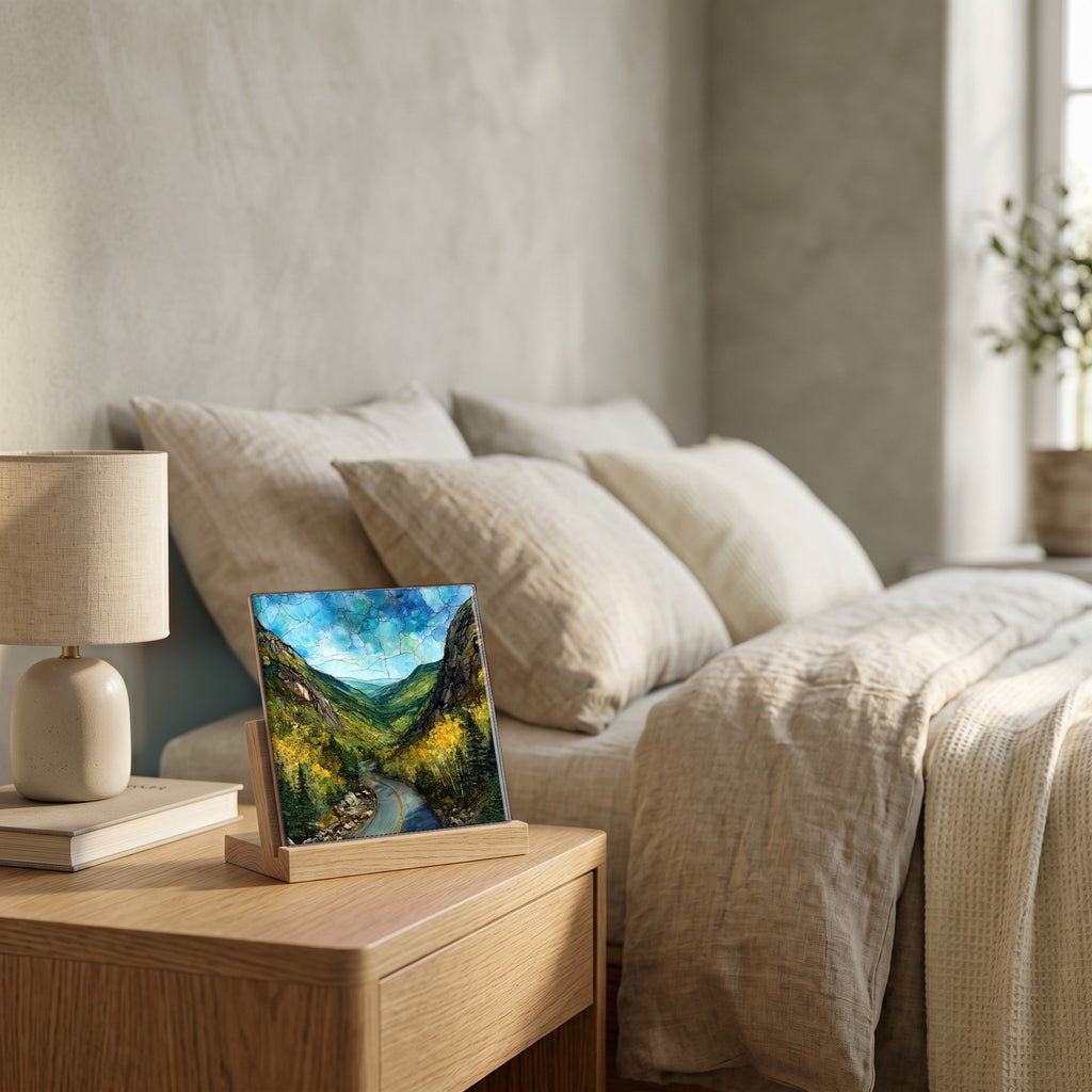 On the nightstand, catching the morning.