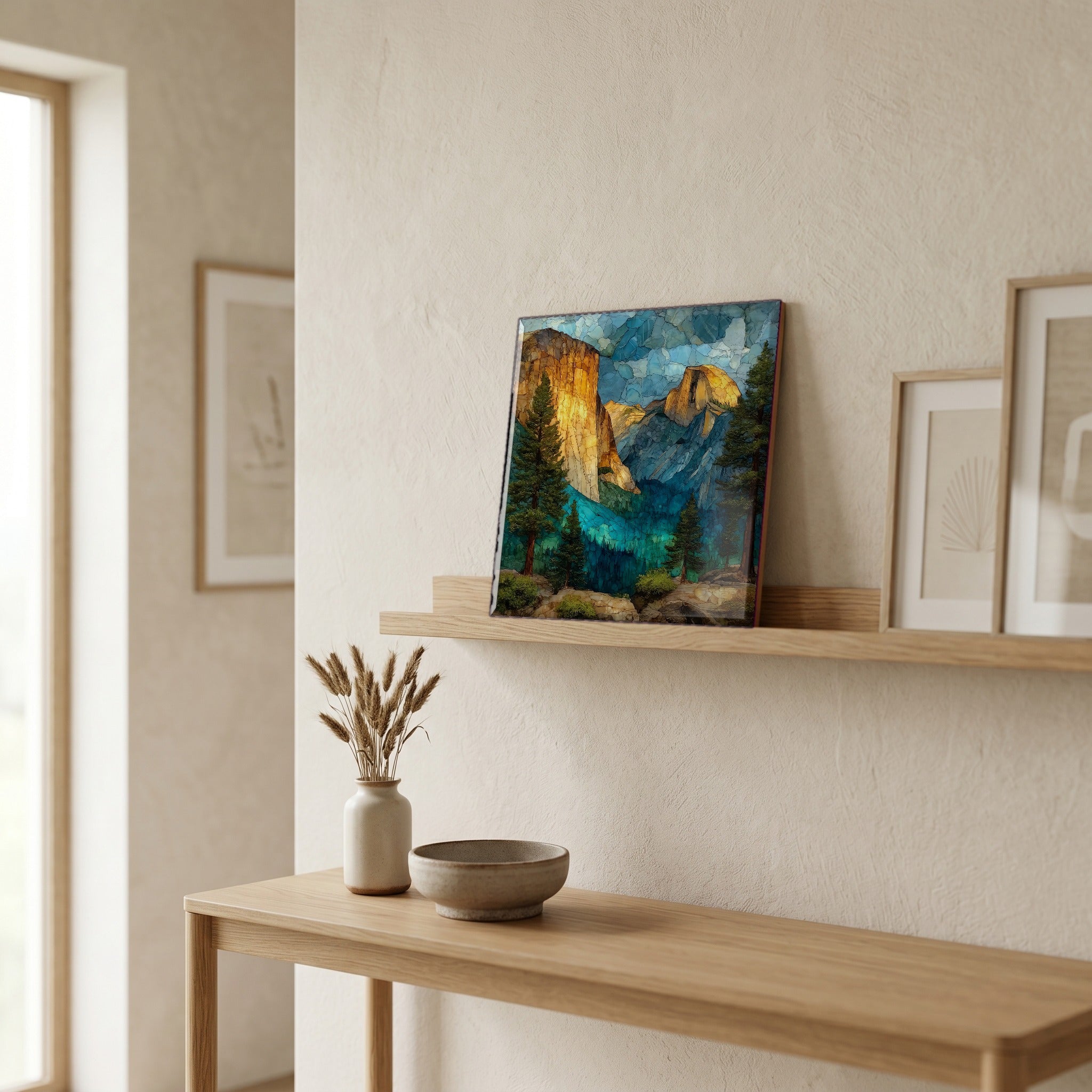 In the entryway, first thing you see.