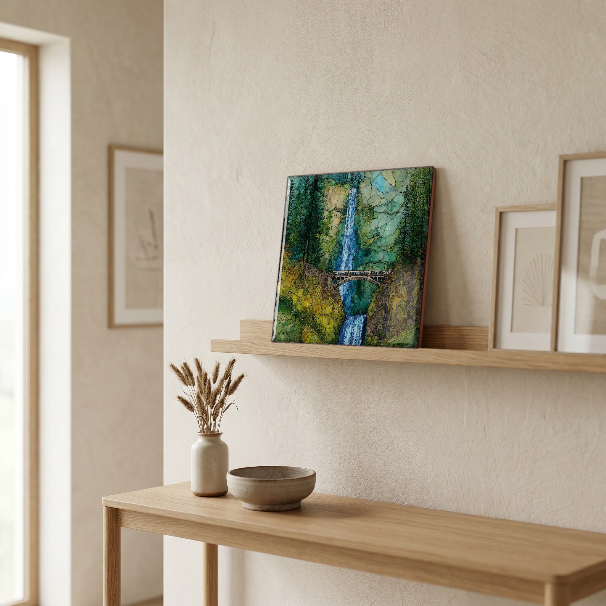 In the entryway, first thing you see.