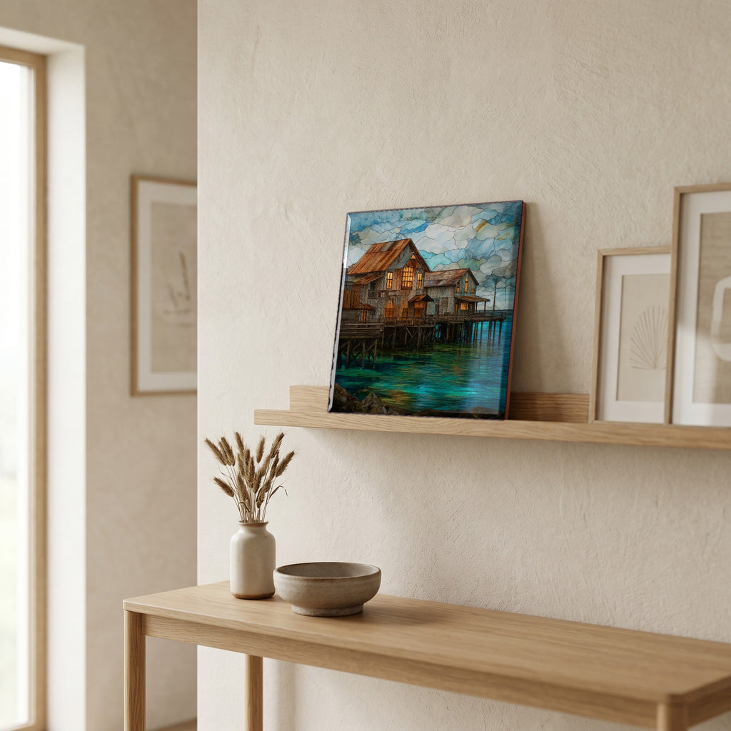 In the entryway, first thing you see.