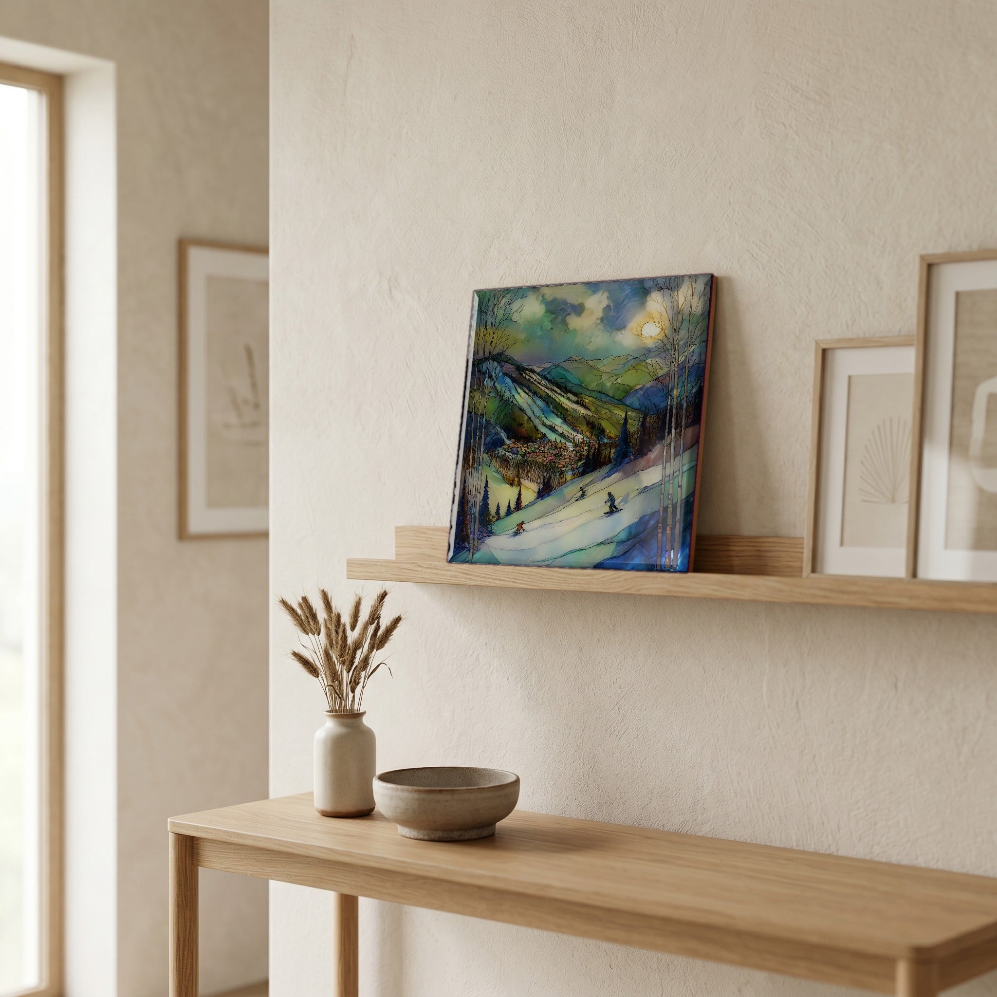 In the entryway, first thing you see.