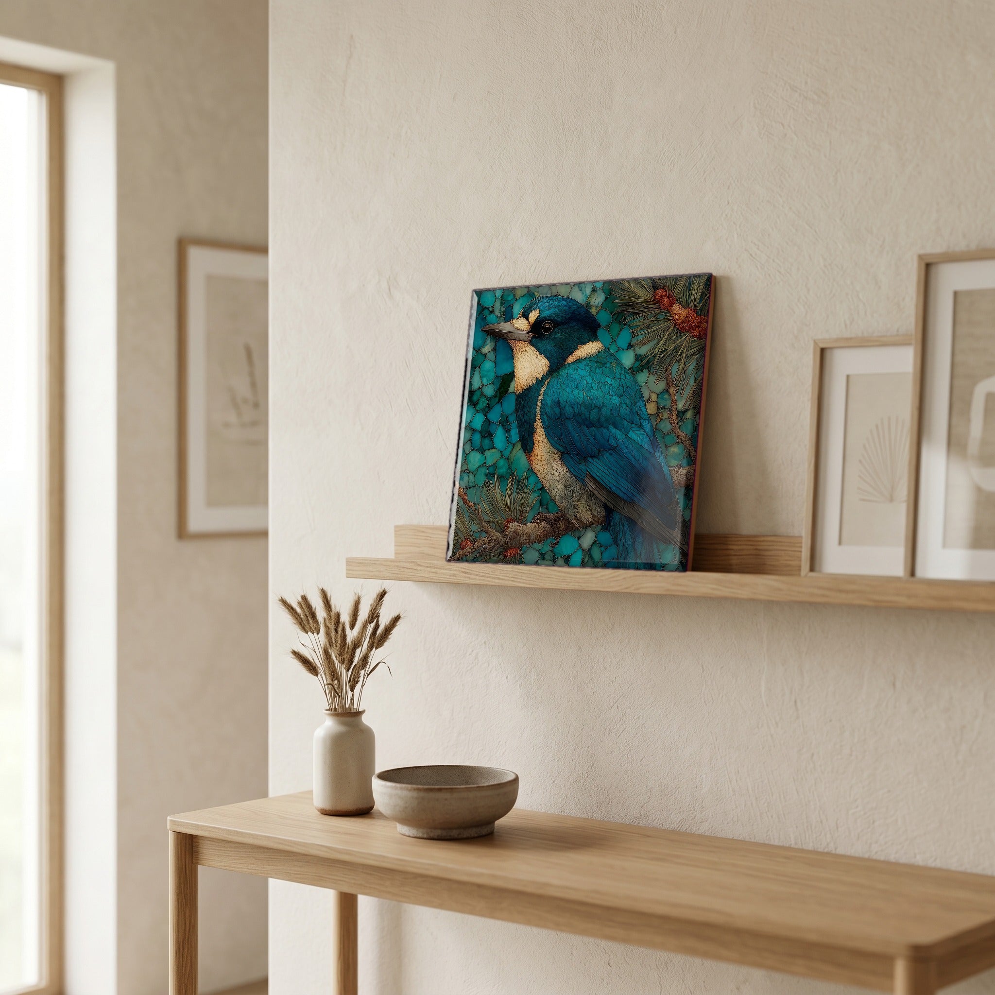 In the entryway, first thing you see.