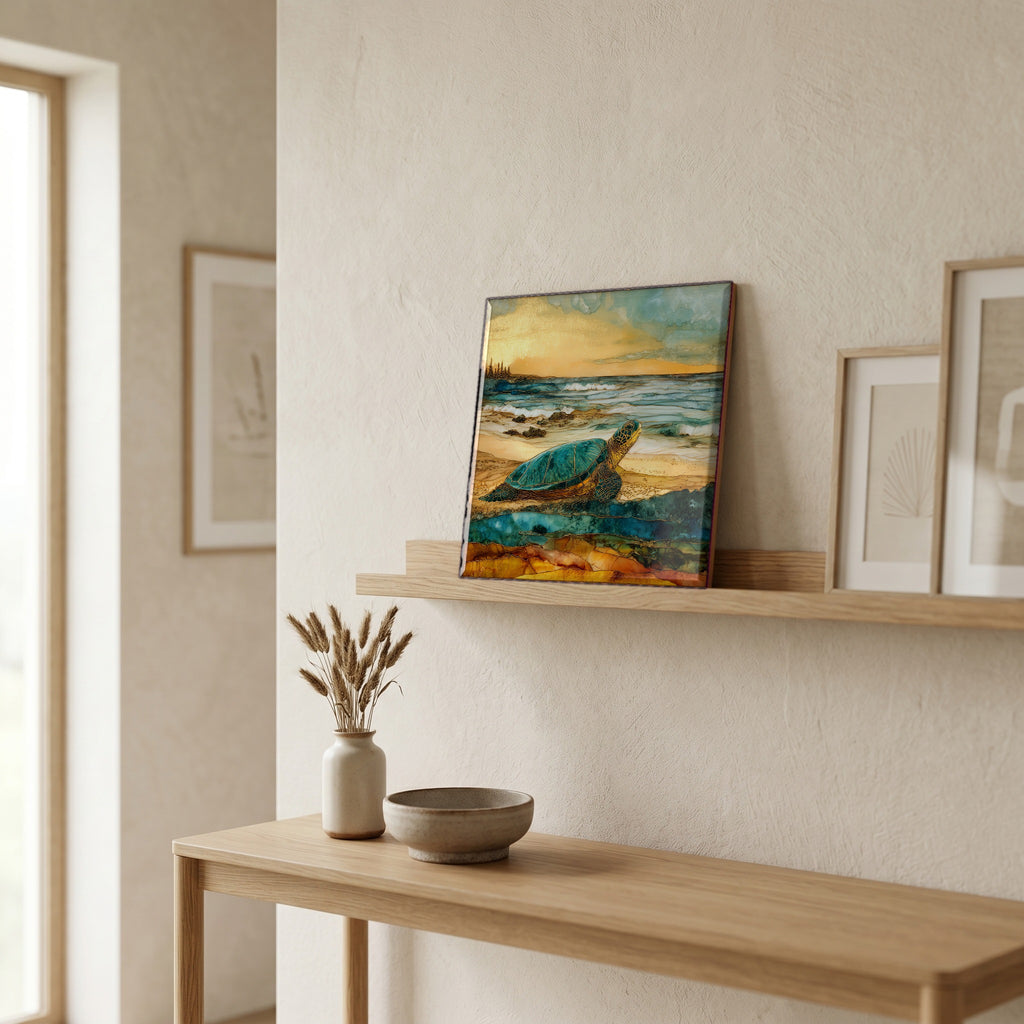 On a picture ledge, where the light comes in.