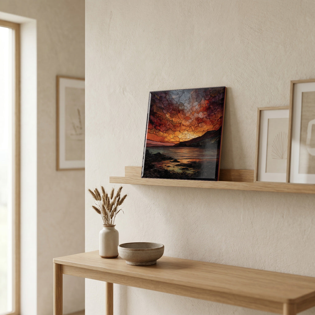 On a picture ledge, where the light comes in.