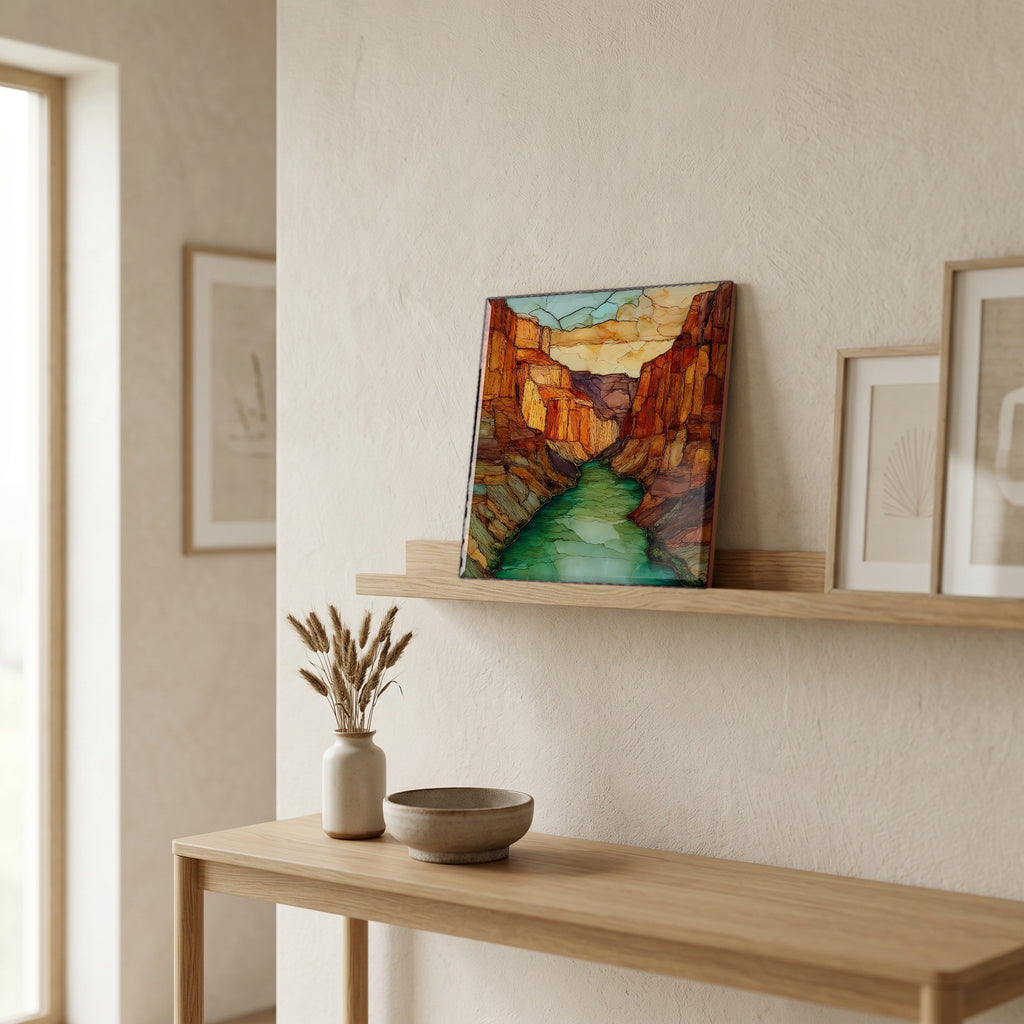 In the entryway, first thing you see.