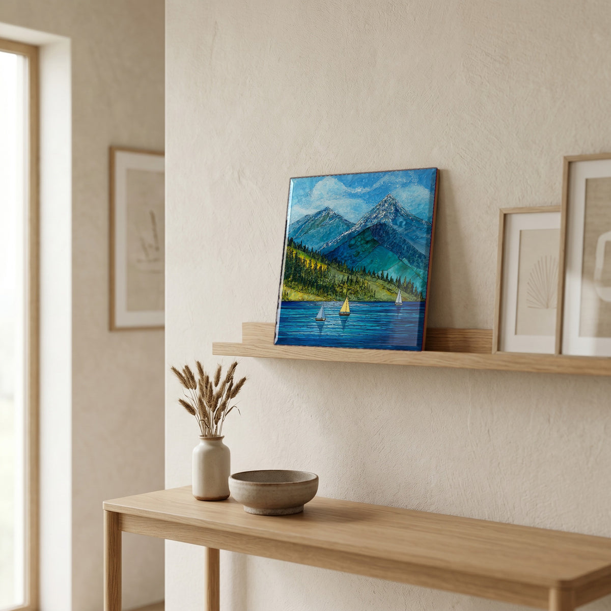 In the entryway, first thing you see.