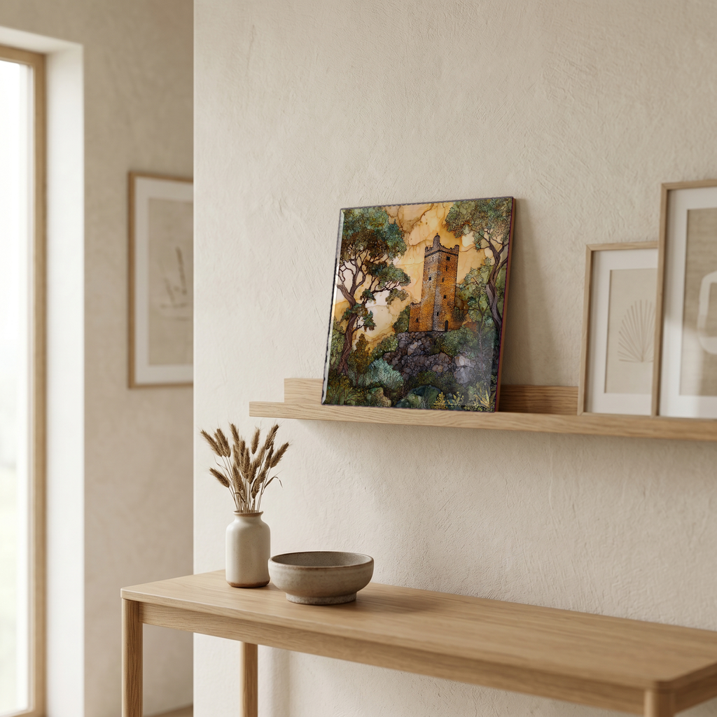 On a picture ledge, where the light comes in.