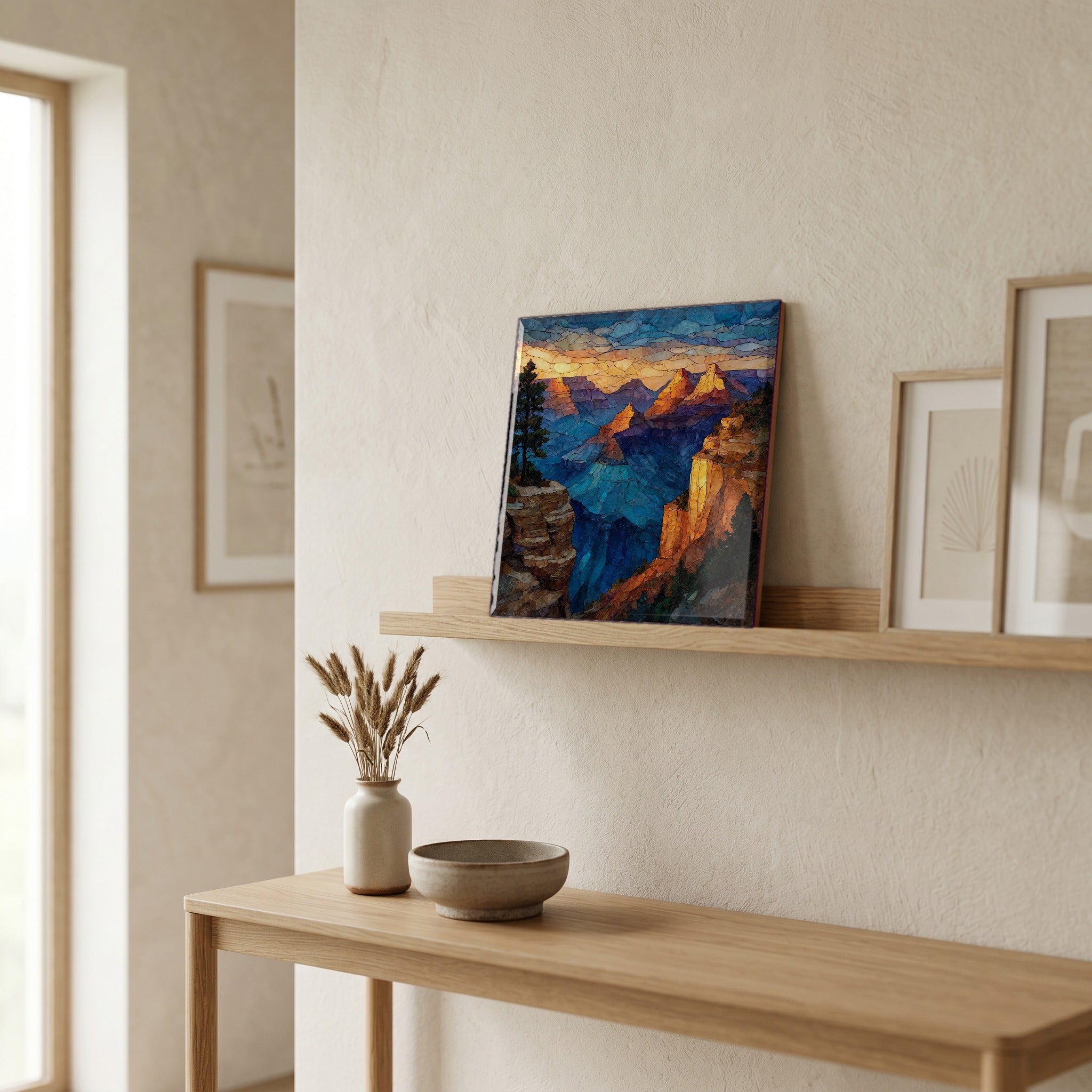 In the entryway, first thing you see.