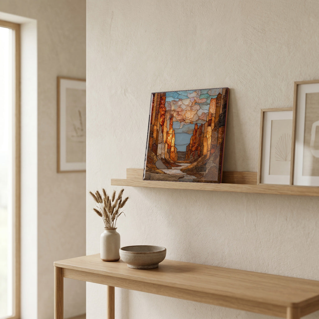 On a picture ledge, where the light comes in.