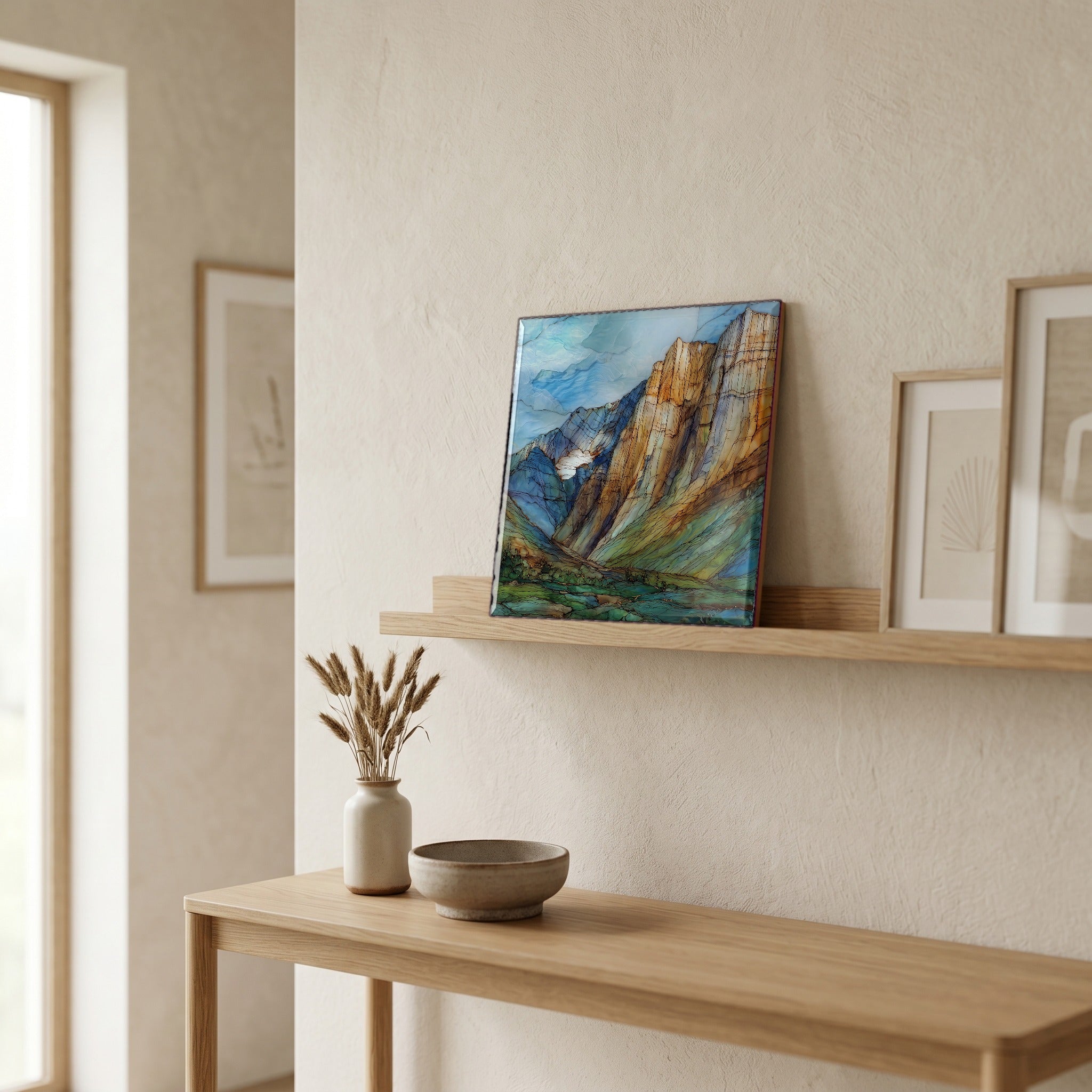 In the entryway, first thing you see.