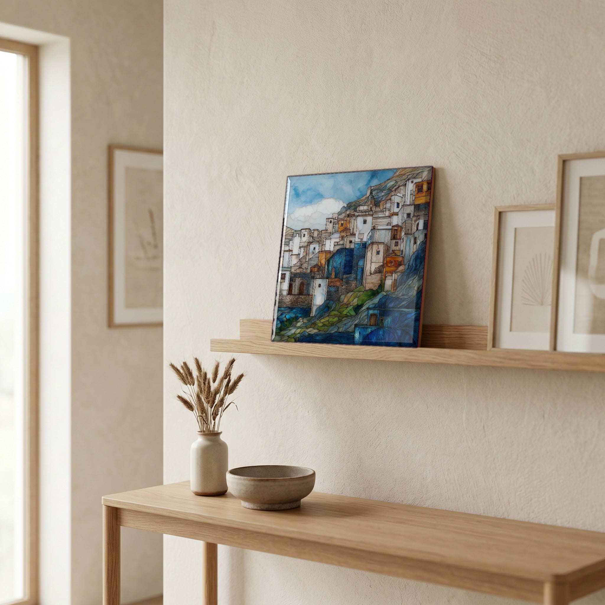In the entryway, first thing you see.