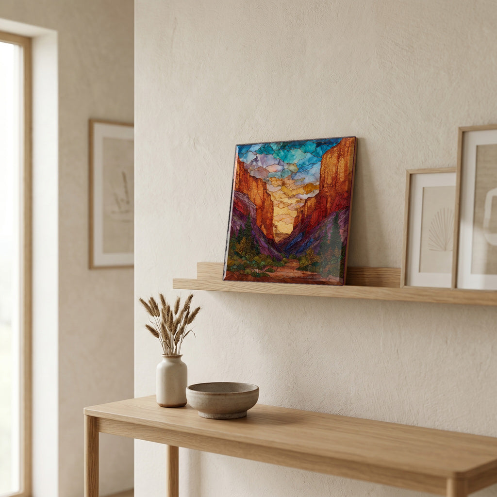 In the entryway, first thing you see.