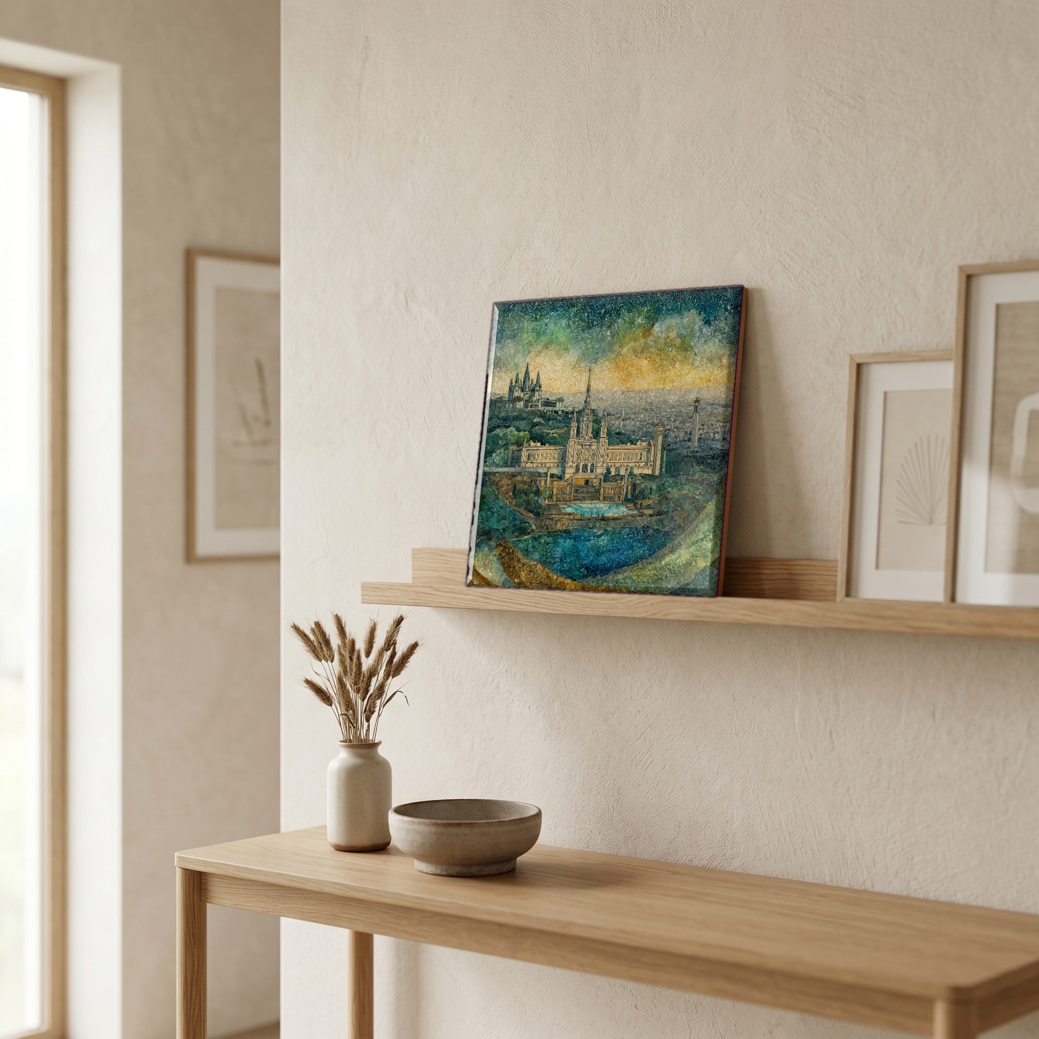 In the entryway, first thing you see.