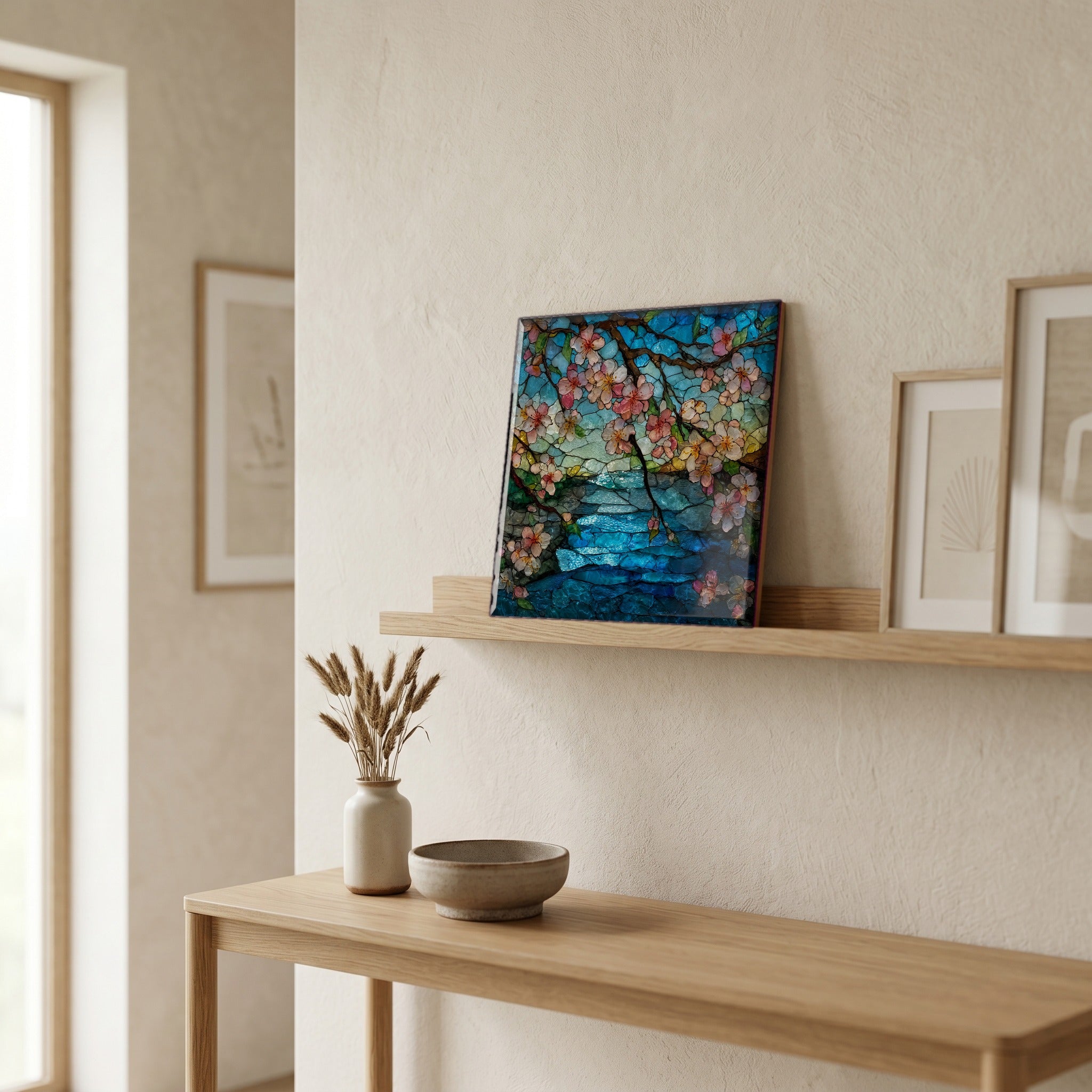 In the entryway, first thing you see.