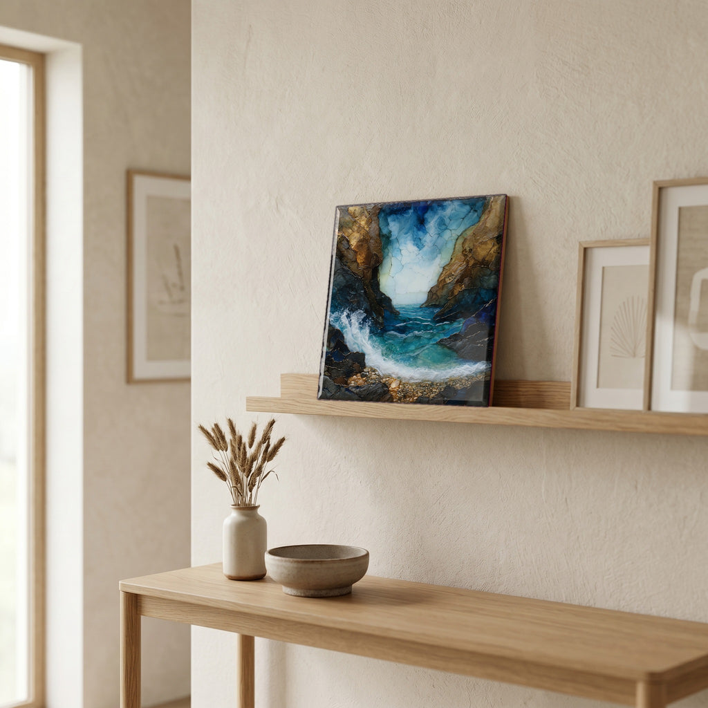 In the entryway, first thing you see.