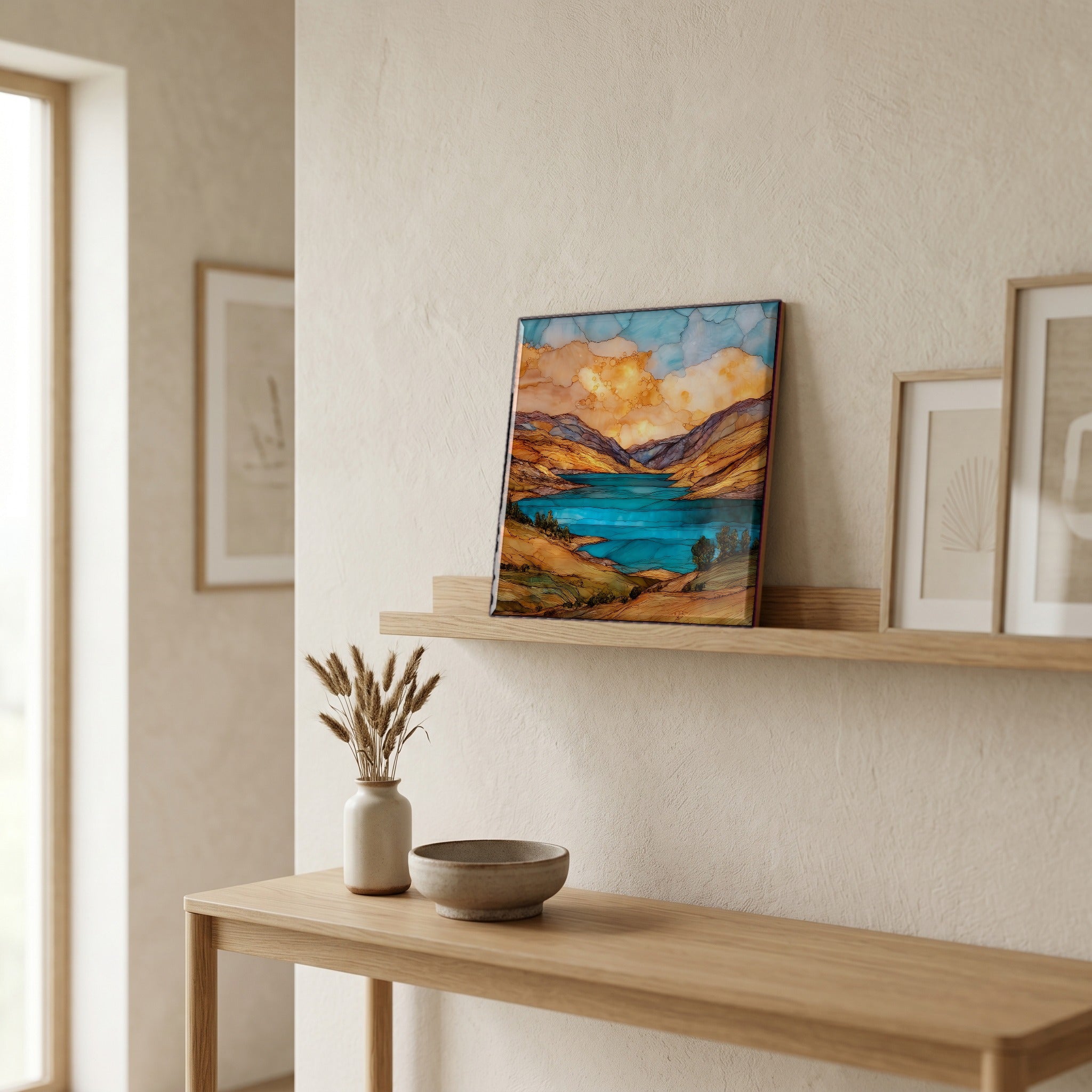 In the entryway, first thing you see.