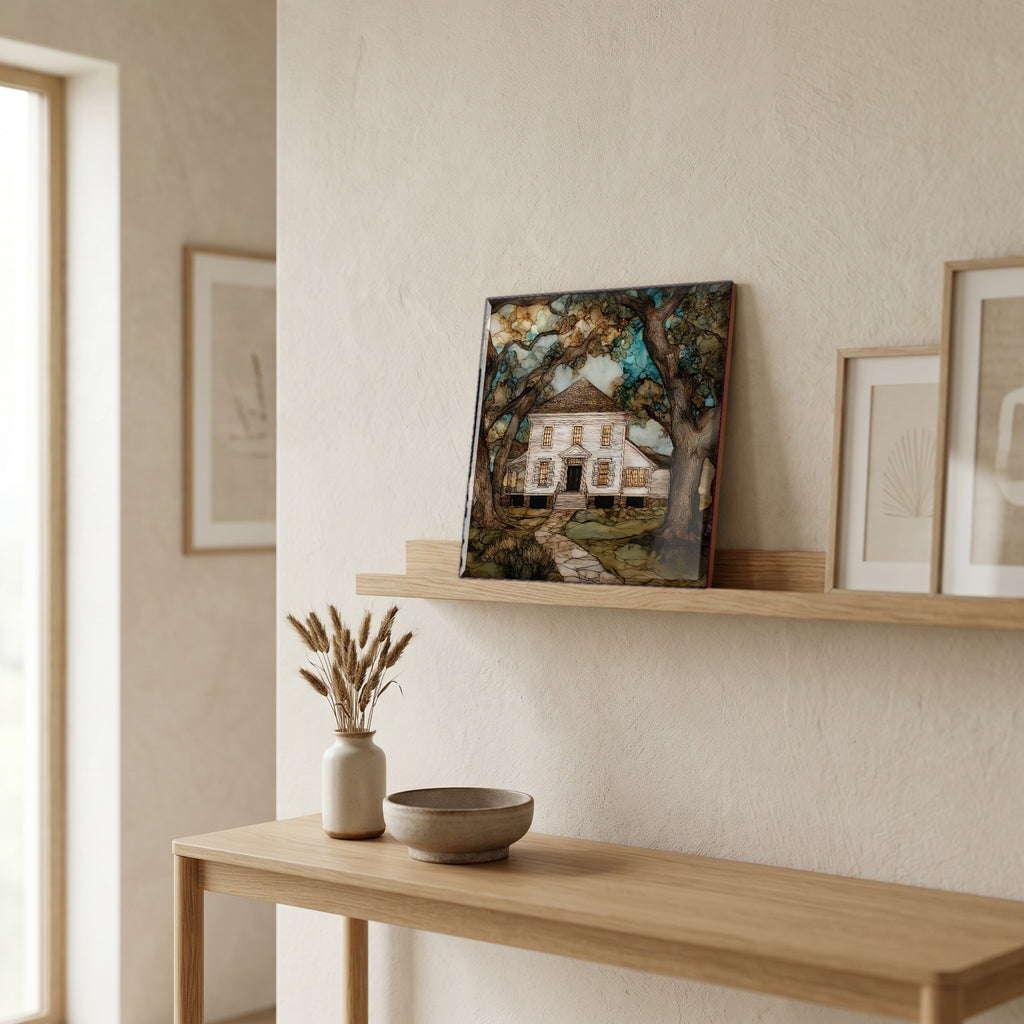 In the entryway, first thing you see.