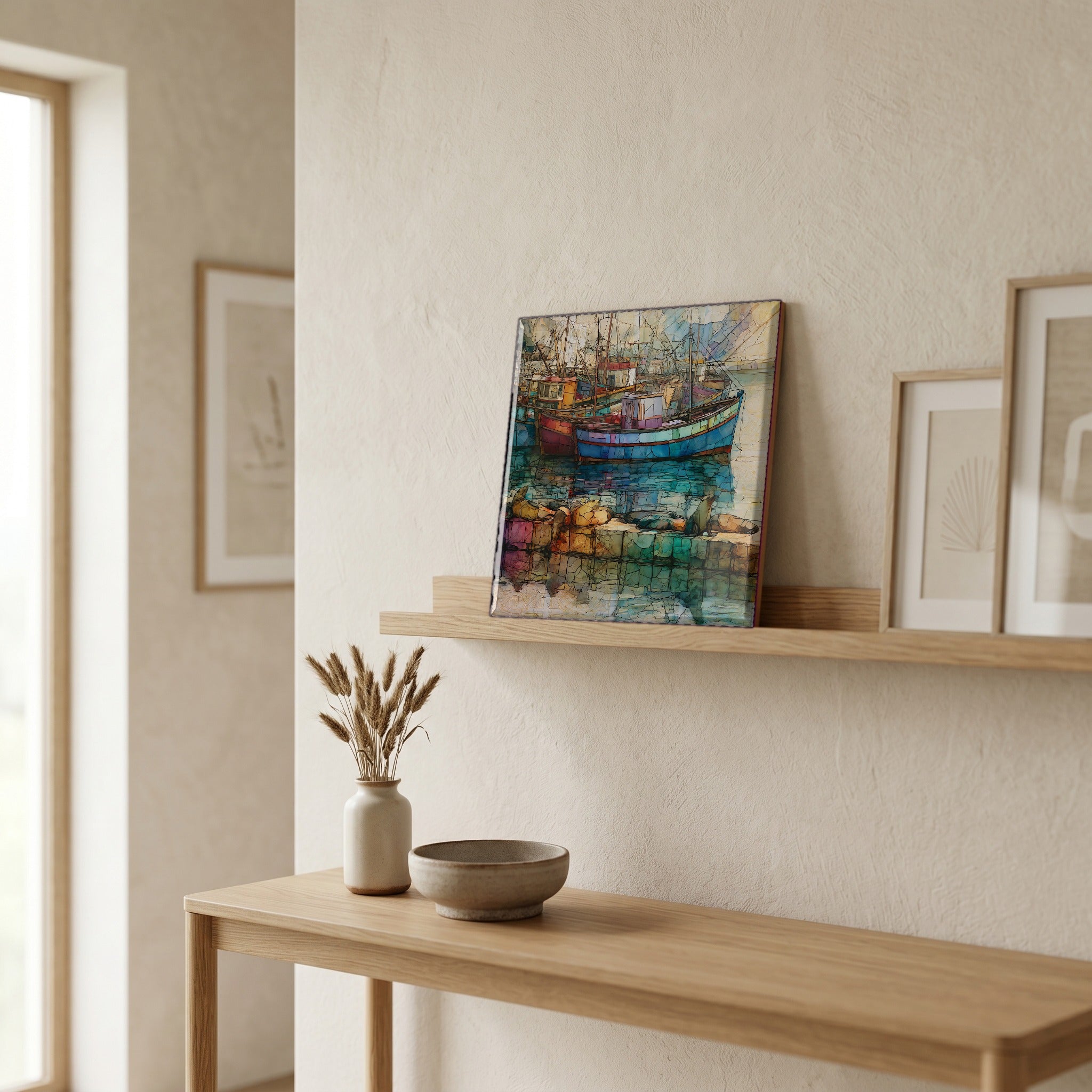 In the entryway, first thing you see.
