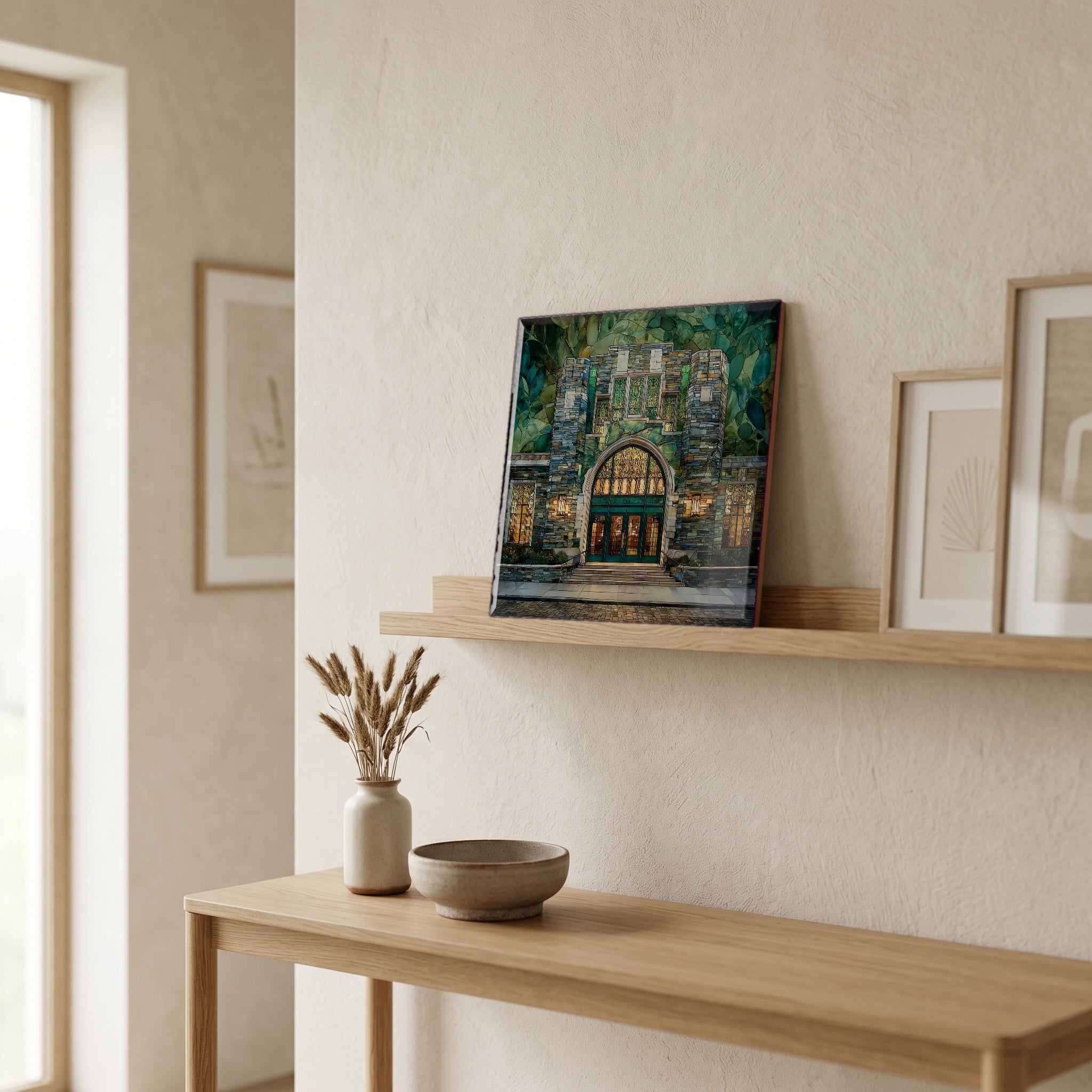In the entryway, first thing you see.