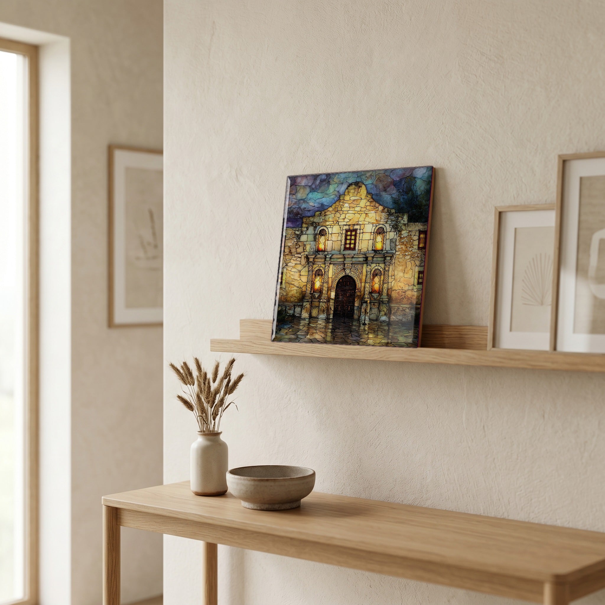 In the entryway, first thing you see.