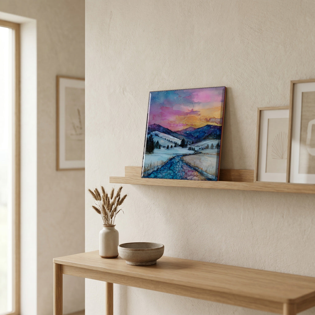 On a picture ledge, where the light comes in.