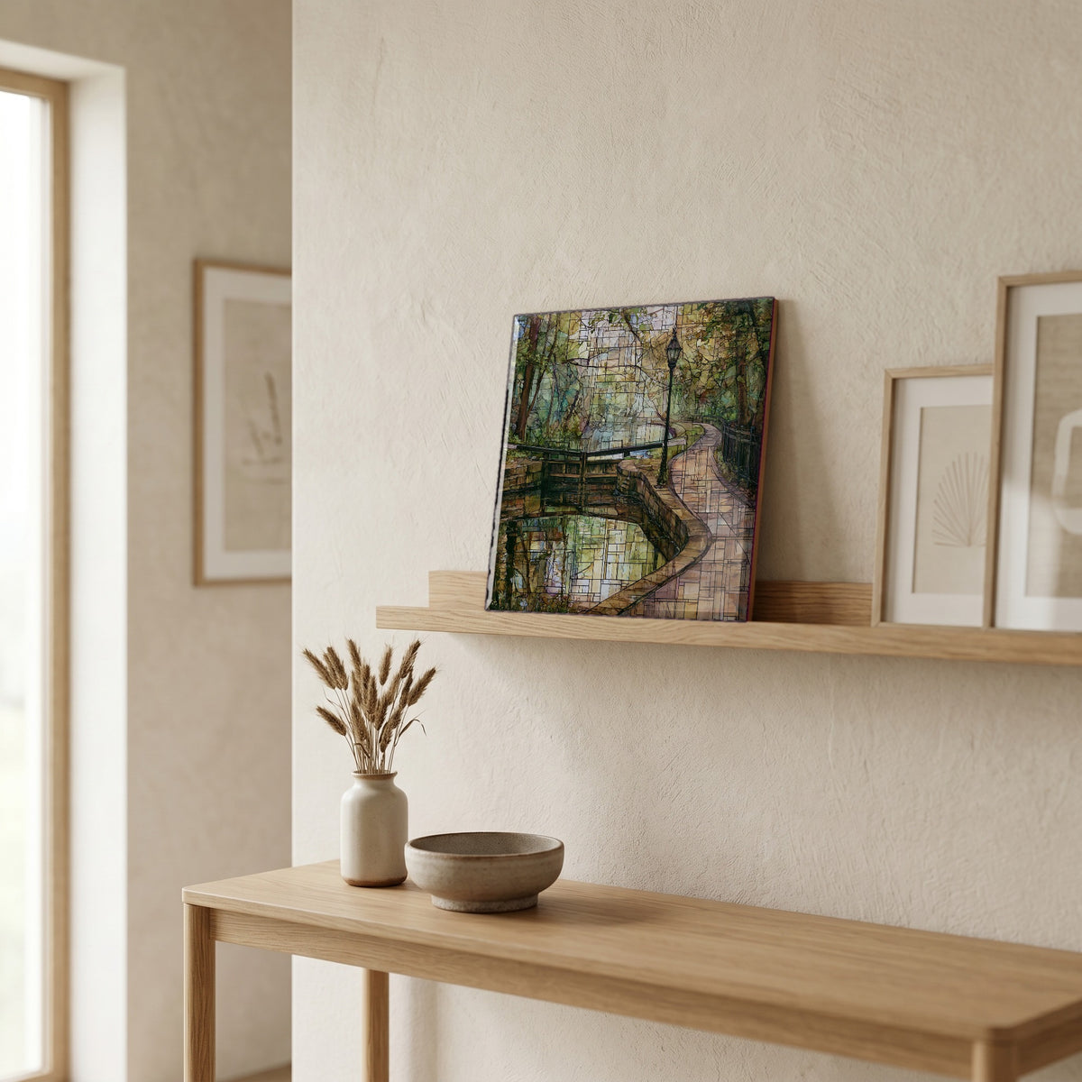 In the entryway, first thing you see.