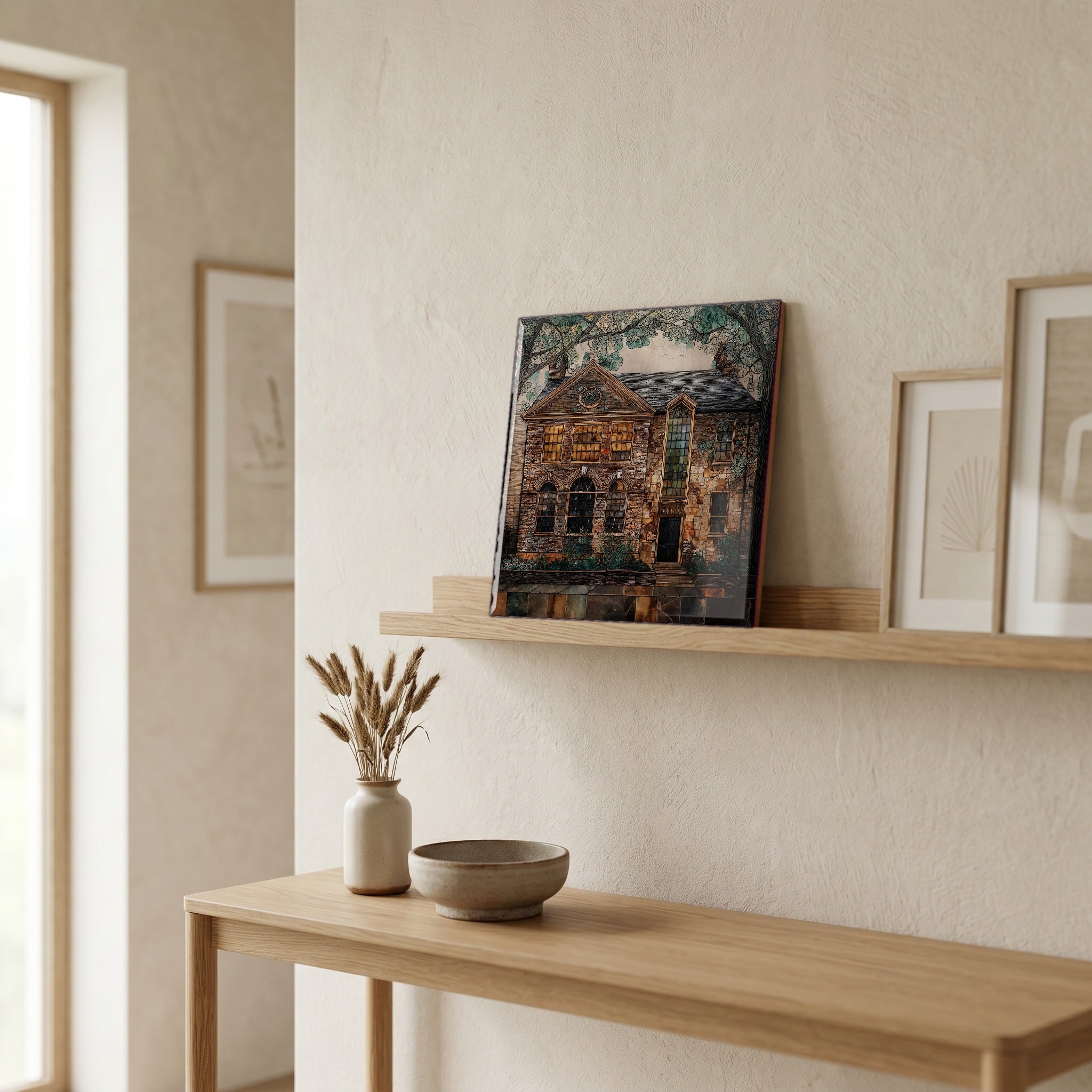 In the entryway, first thing you see.