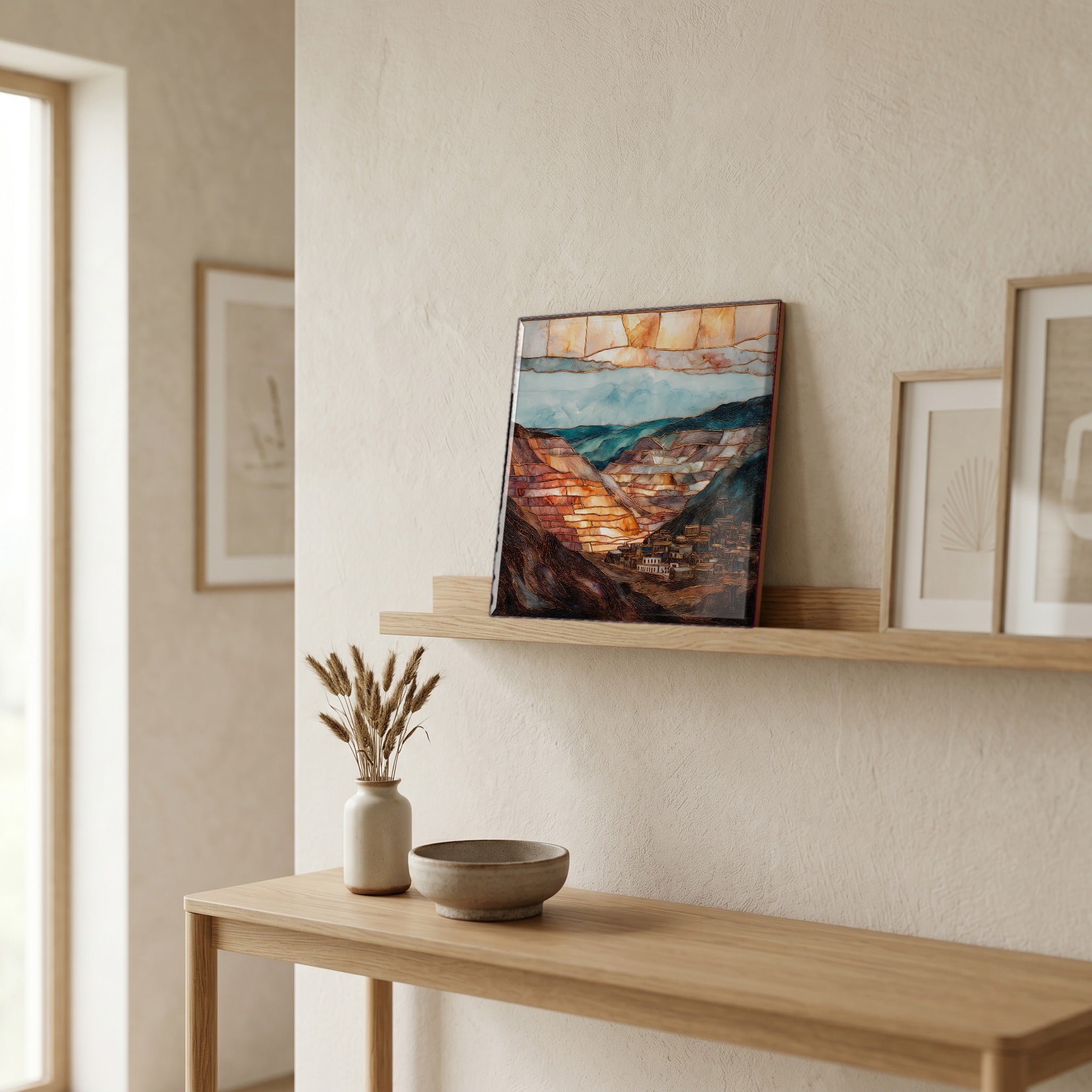 In the entryway, first thing you see.