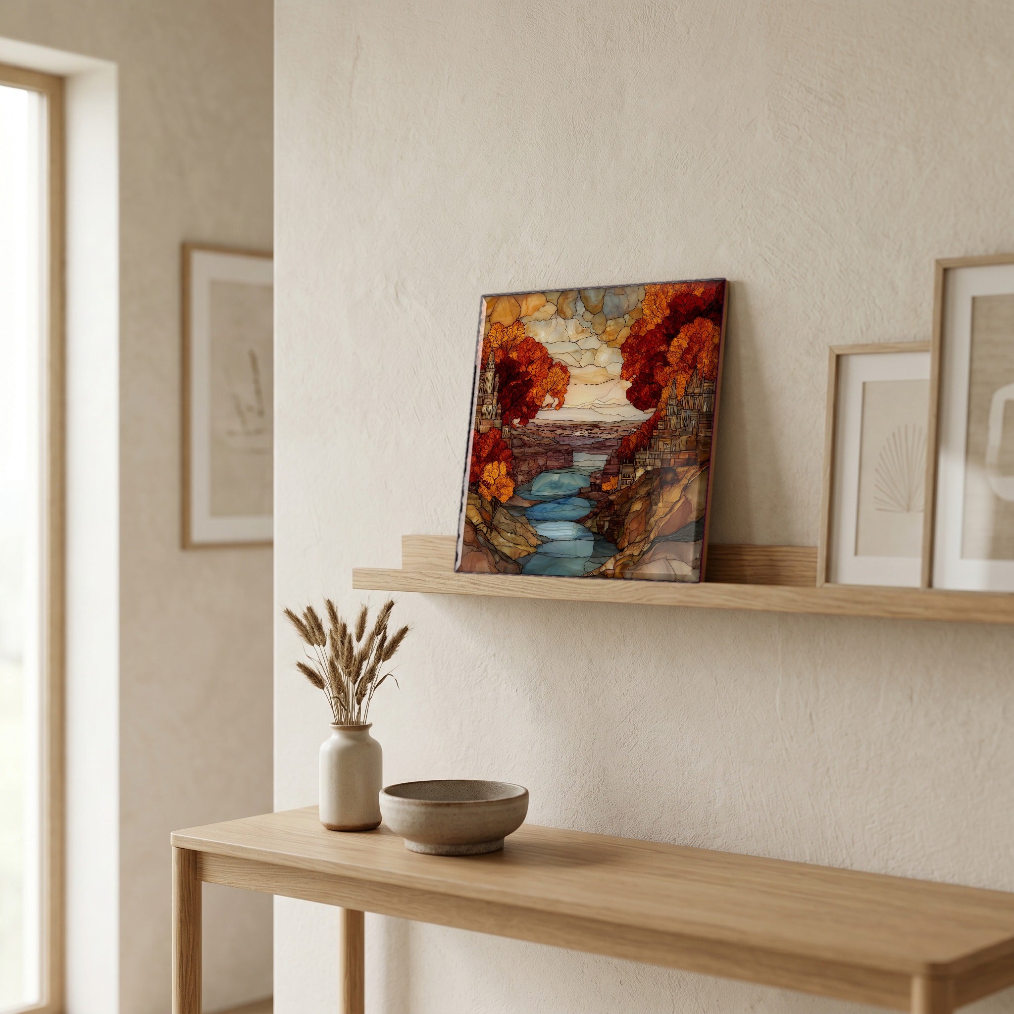 In the entryway, first thing you see.