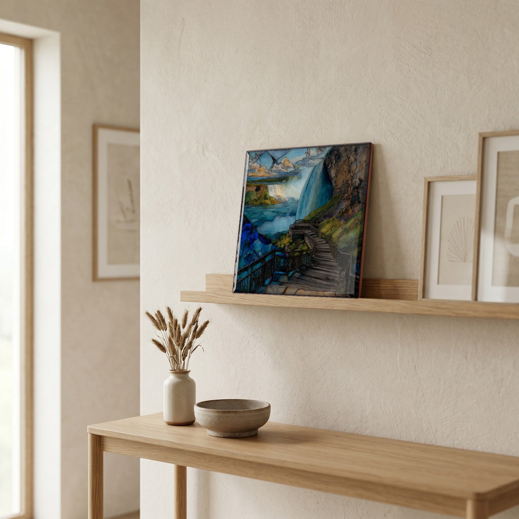 In the entryway, first thing you see.