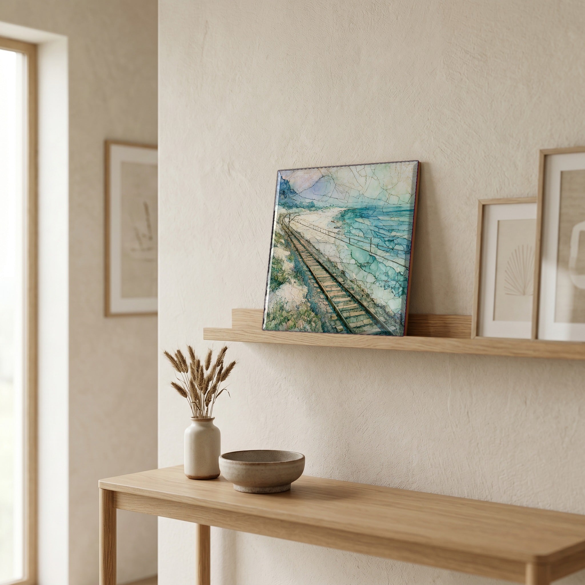 In the entryway, first thing you see.