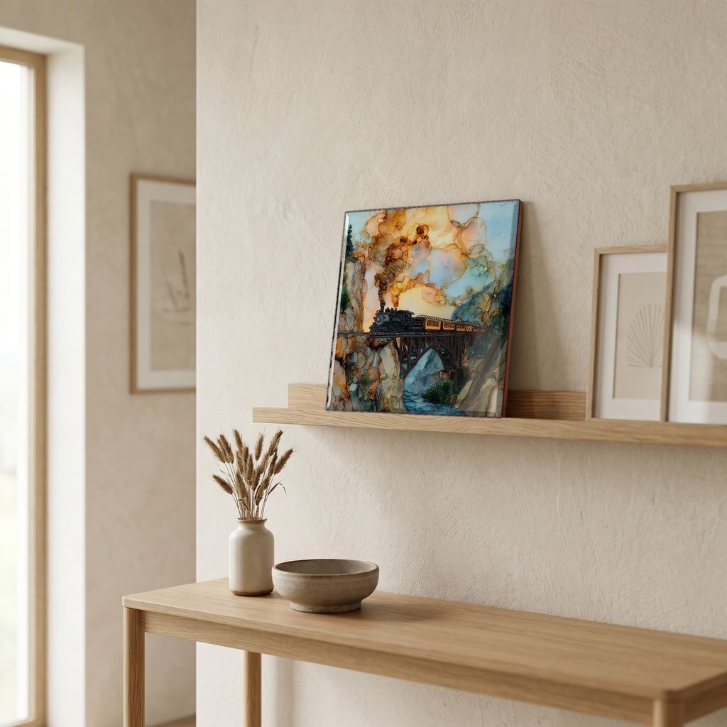 On a picture ledge, where the light comes in.